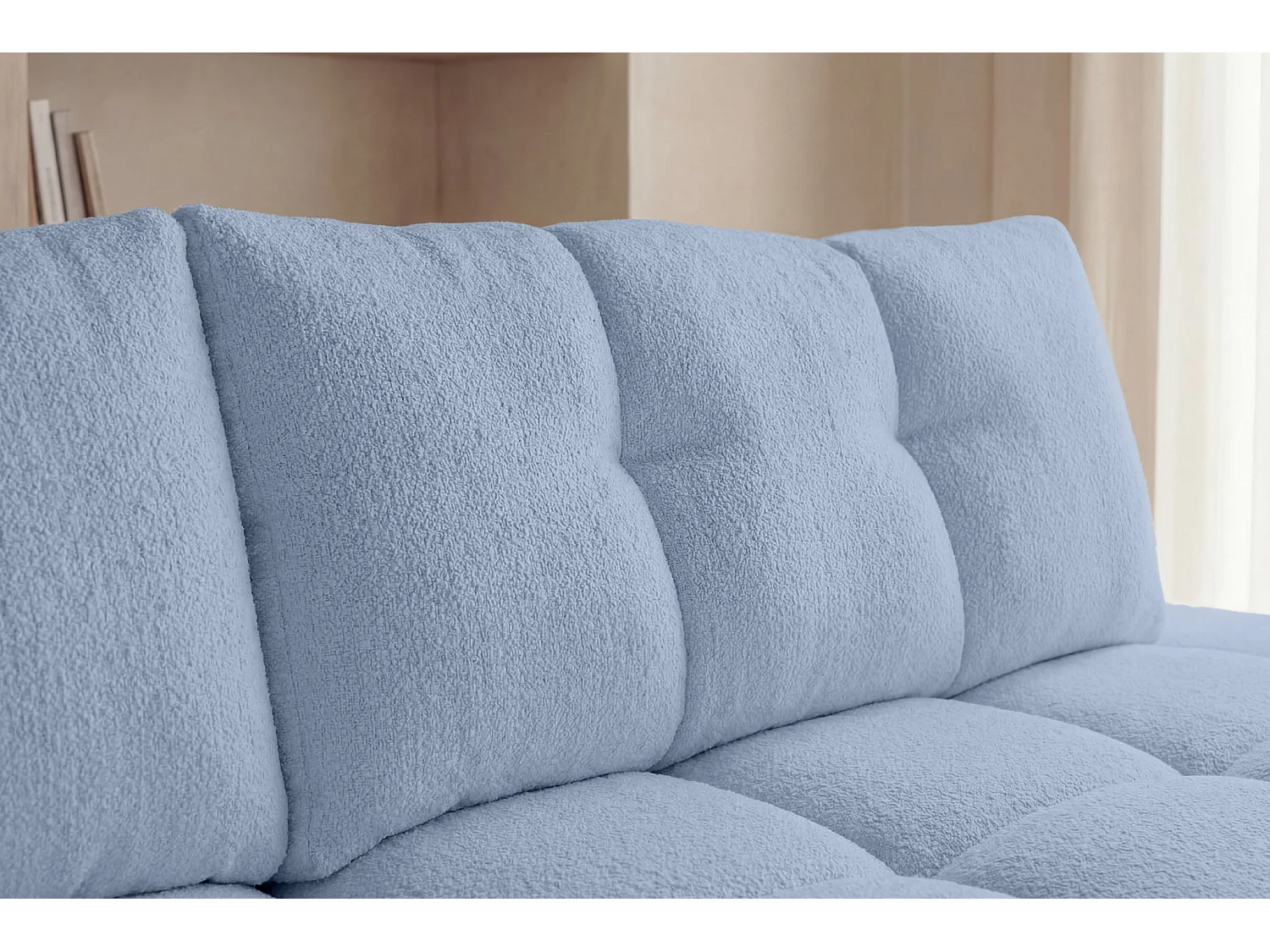 CONSTANCE - 4-zits hoekbank in chenille stof - Lichtblauw