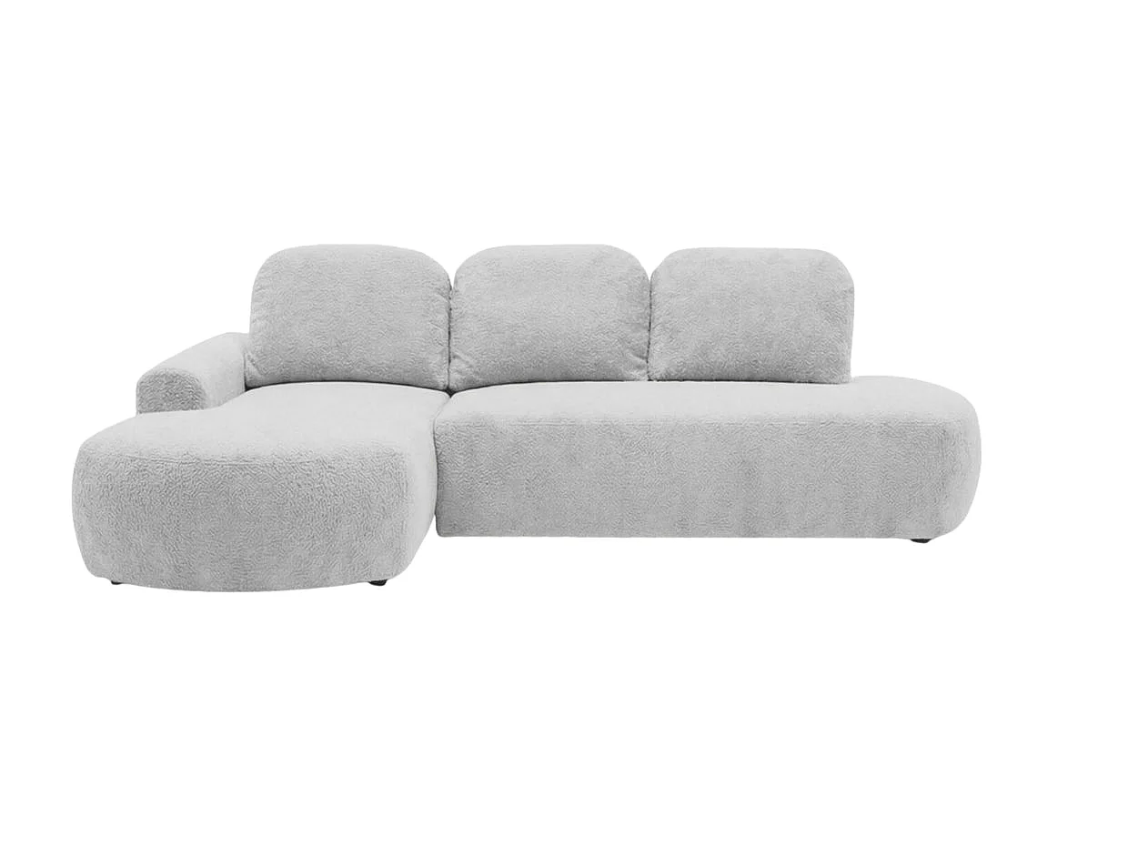 COLIN - Canapé d'angle tissu texturé 3 places Gris clair Gauche