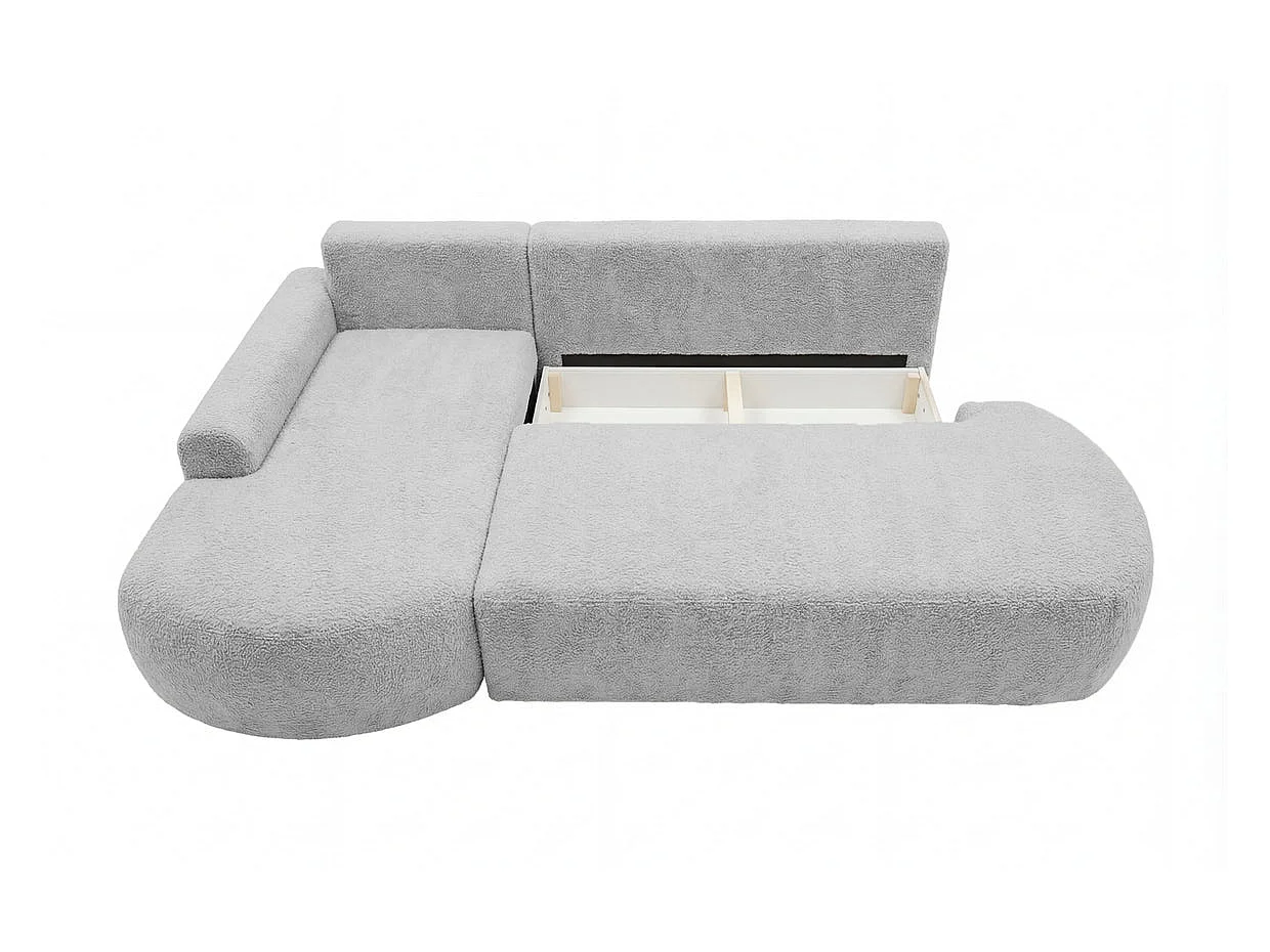 COLIN - Canapé d'angle tissu texturé 3 places Gris clair Gauche