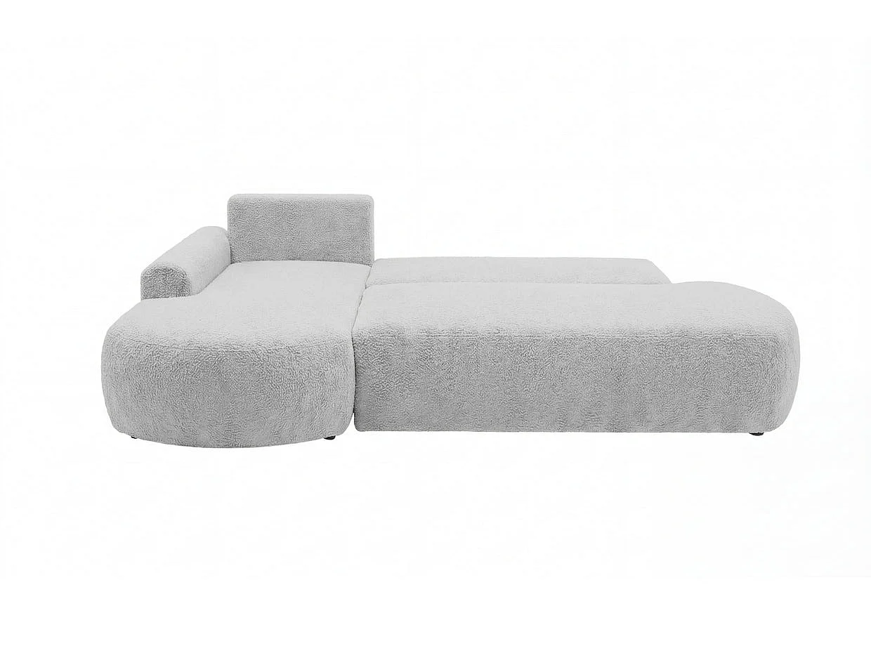 COLIN - Canapé d'angle tissu texturé 3 places Gris clair Gauche