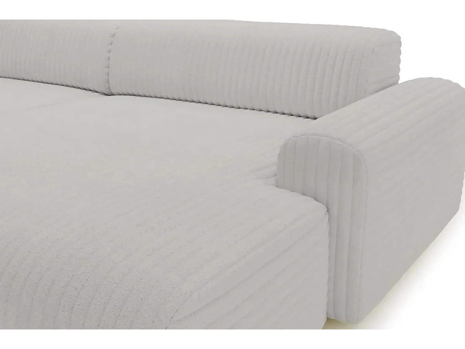 MILA - Canapé d'angle velours côtelé 3 places Gris clair Gauche