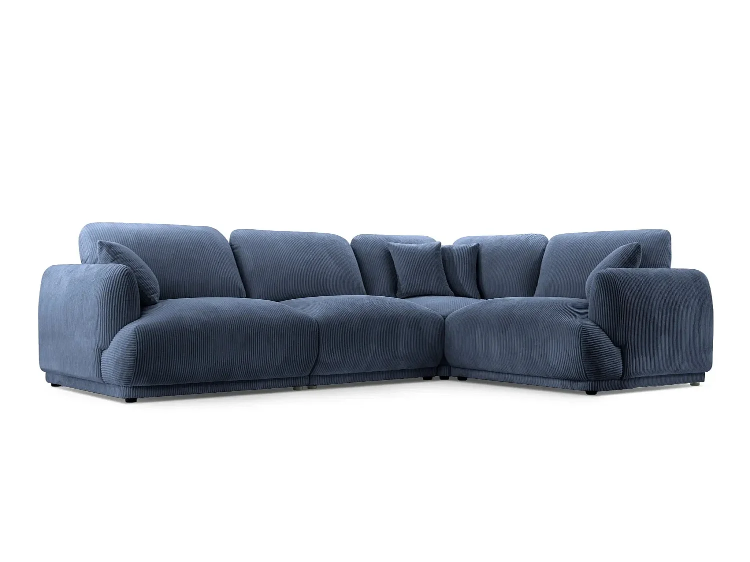 ROSALIE L - Modulaire hoekbank small corduroy 4 zits - Rechts - Blauw
