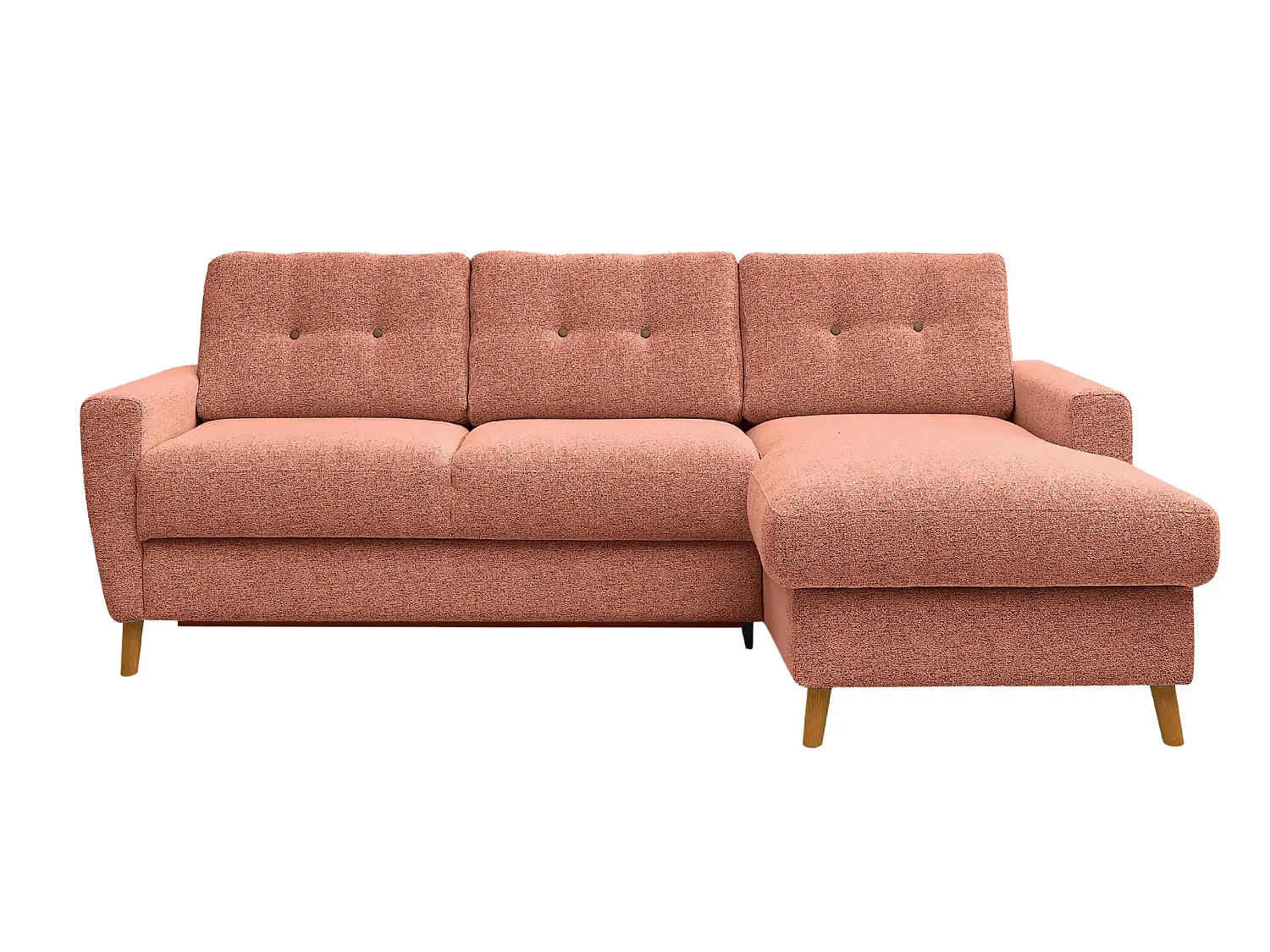 GASPARD - 4-zits hoekbank in bouclette stof - Terracotta