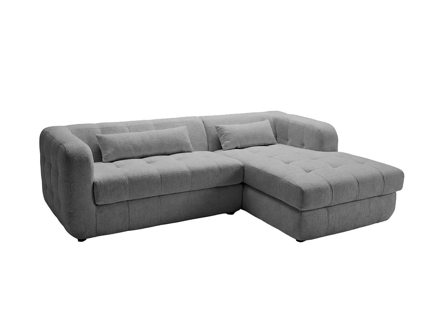 ARLETTE - Canapé d'angle tissu chenille 4 places Gris foncé Gauche
