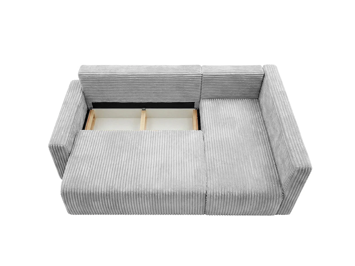 ELVIS L - Canapé d'angle gros velours côtelé 4 places Gris clair Droit