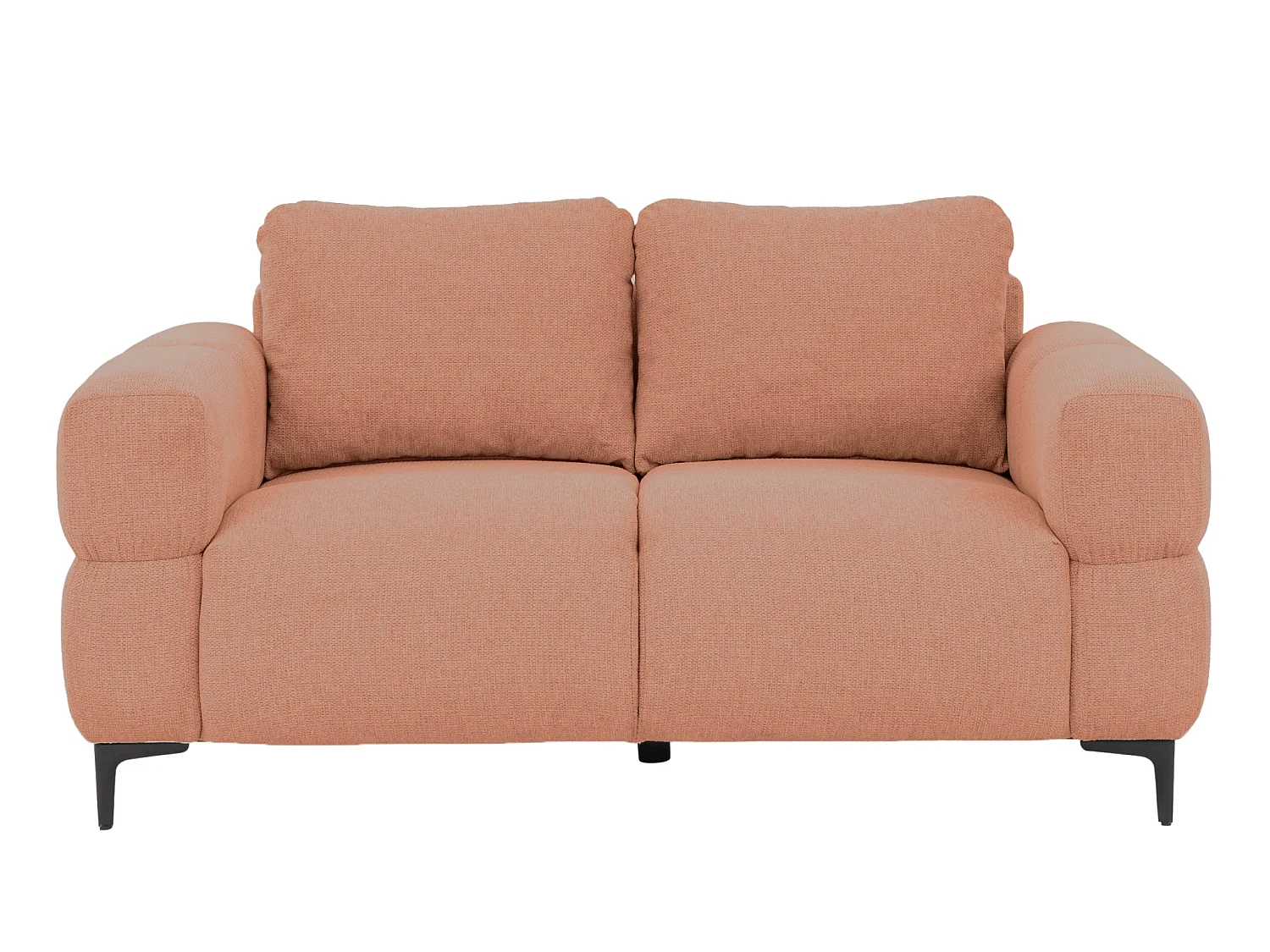 ELTON - Canapé droit tissu lisse 2 places Terracotta