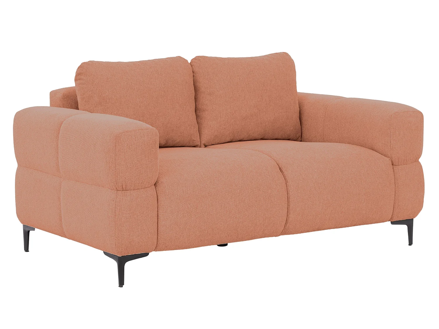 ELTON - Canapé droit tissu lisse 2 places Terracotta