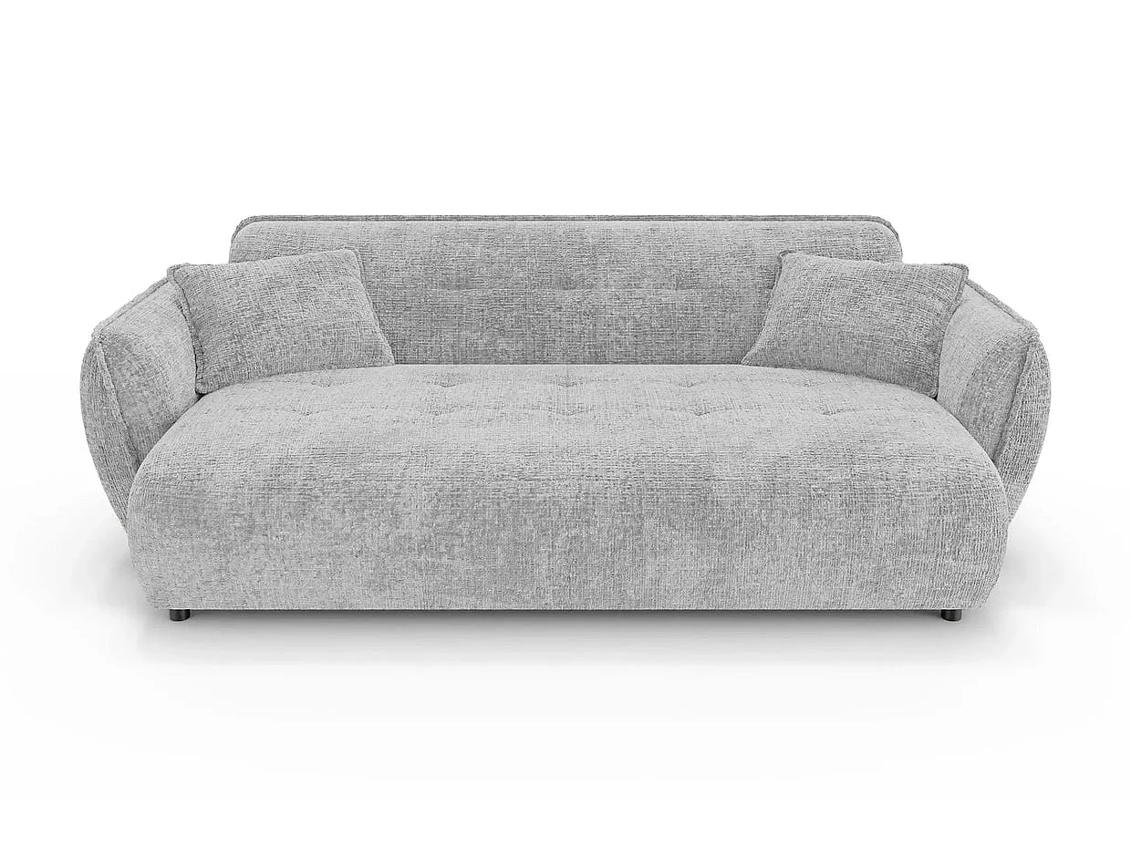 MONA - Canapé droit tissu chenille 3 places Gris clair