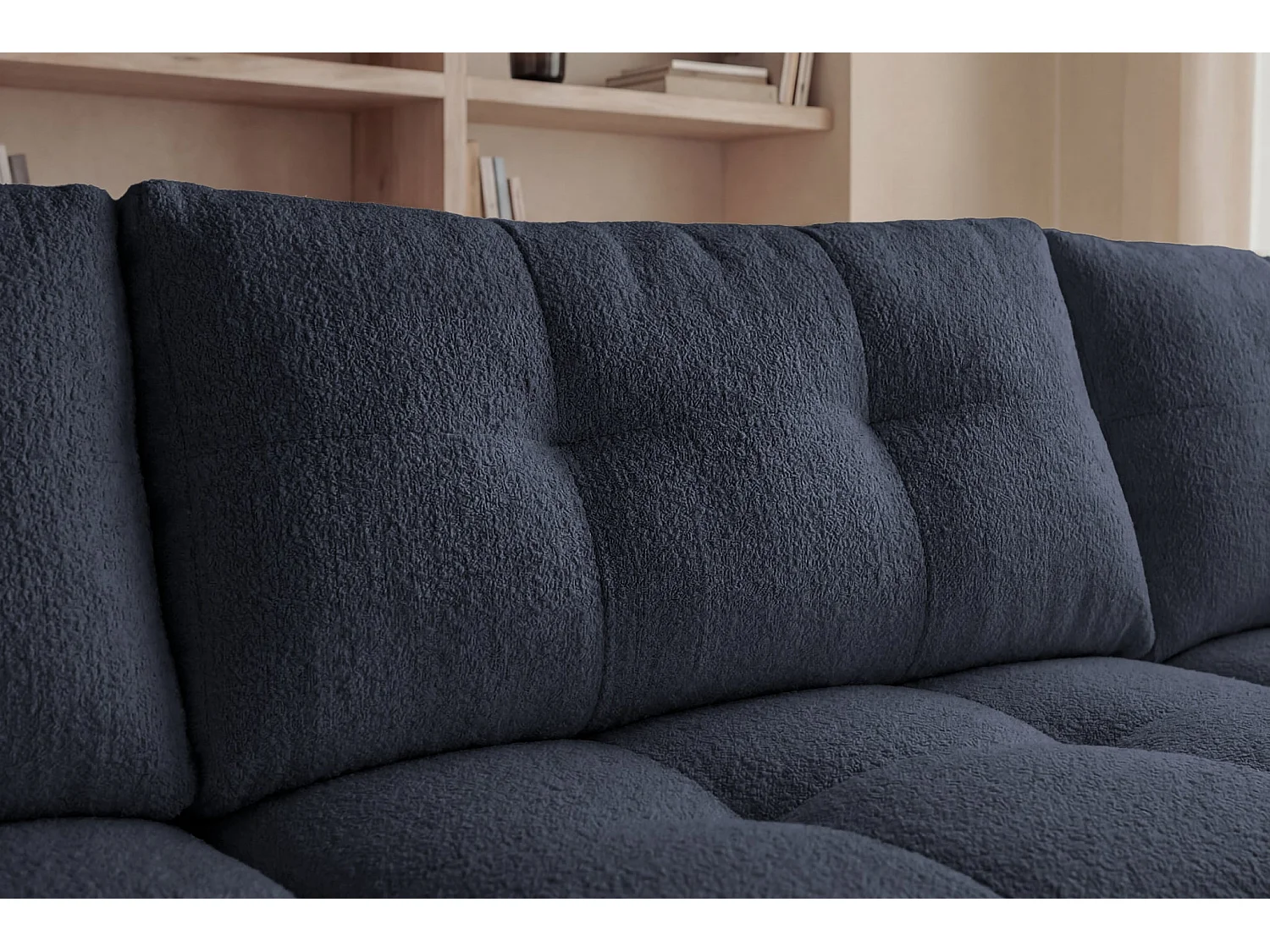 CONSTANCE - 5-zits panoramische slaapbank in chenille stof - Donkerblauw
