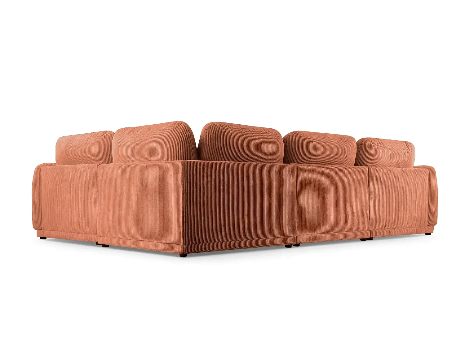 ROSALIE L - Modulaire 4-zits kleine corduroy hoekbank - Recht - Terracotta