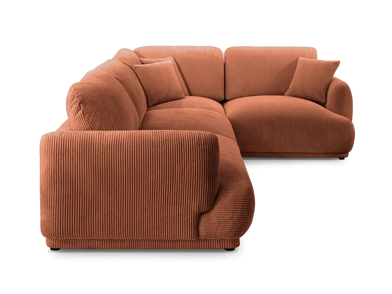 ROSALIE L - Modulaire 4-zits kleine corduroy hoekbank - Recht - Terracotta