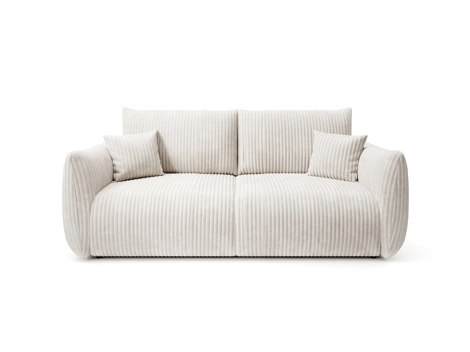 ELIO MINI - Canapé droit gros velours côtelé 2 places Beige