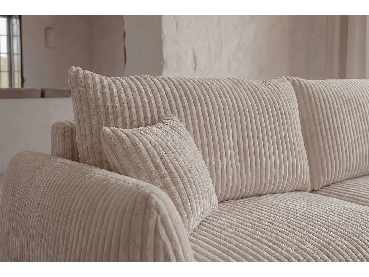ELIO MINI - Canapé droit gros velours côtelé 2 places Beige