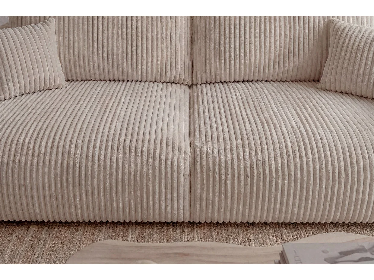 ELIO MINI - Canapé droit gros velours côtelé 2 places Beige