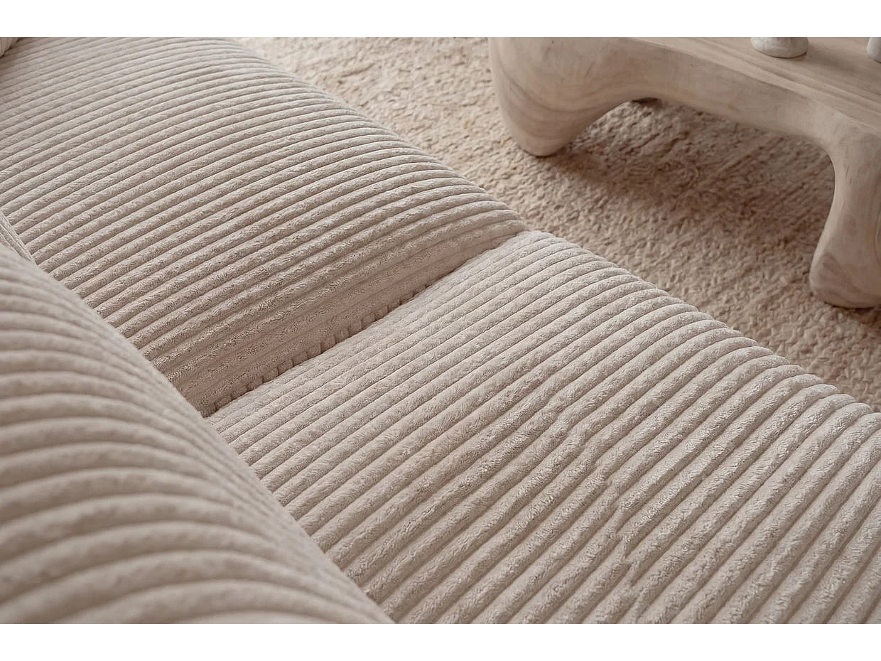 ELIO MINI - Canapé droit gros velours côtelé 2 places Beige
