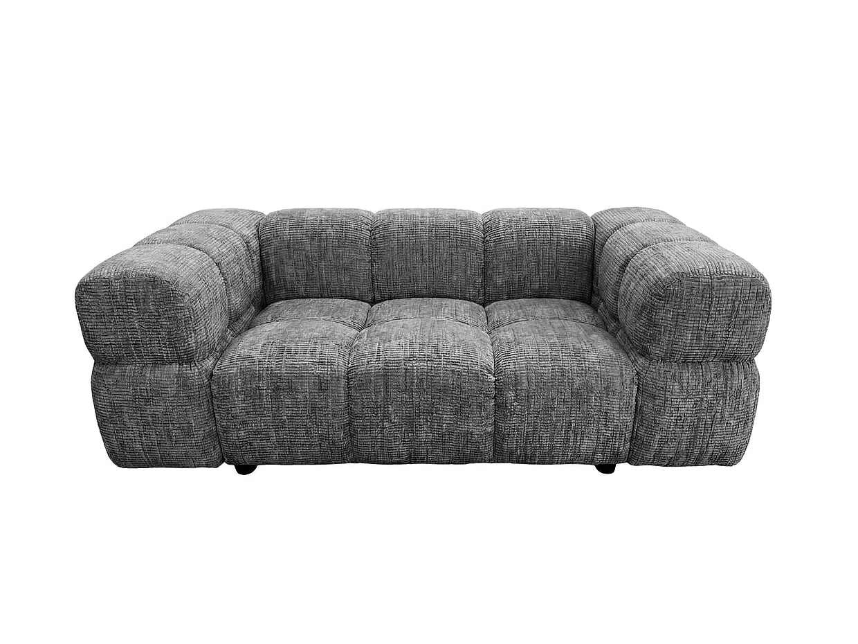 GUSTAVE - Canapé droit tissu chenille 2 places Gris foncé