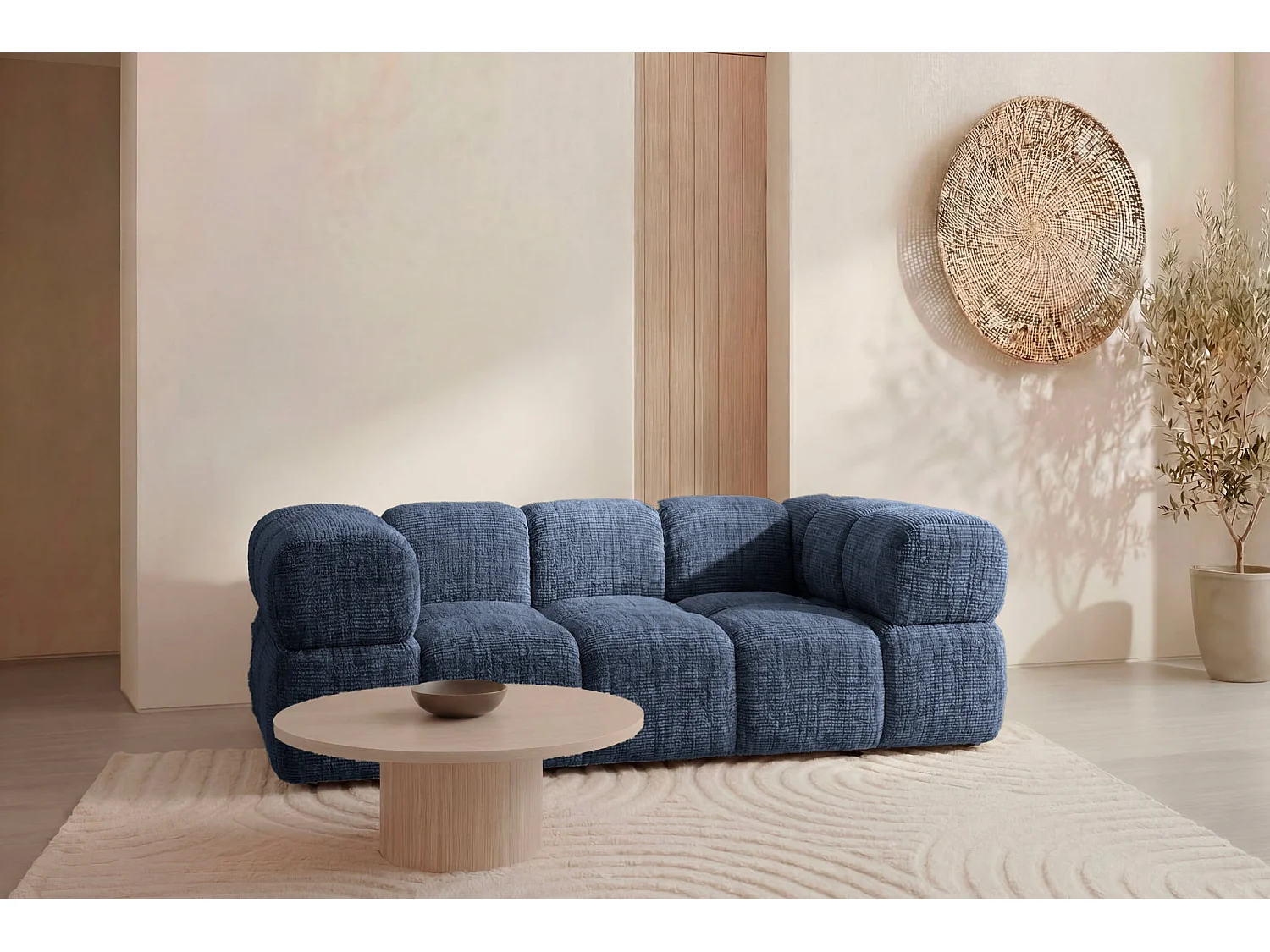 GUSTAVE - Canapé droit tissu chenille 2 places Gris foncé