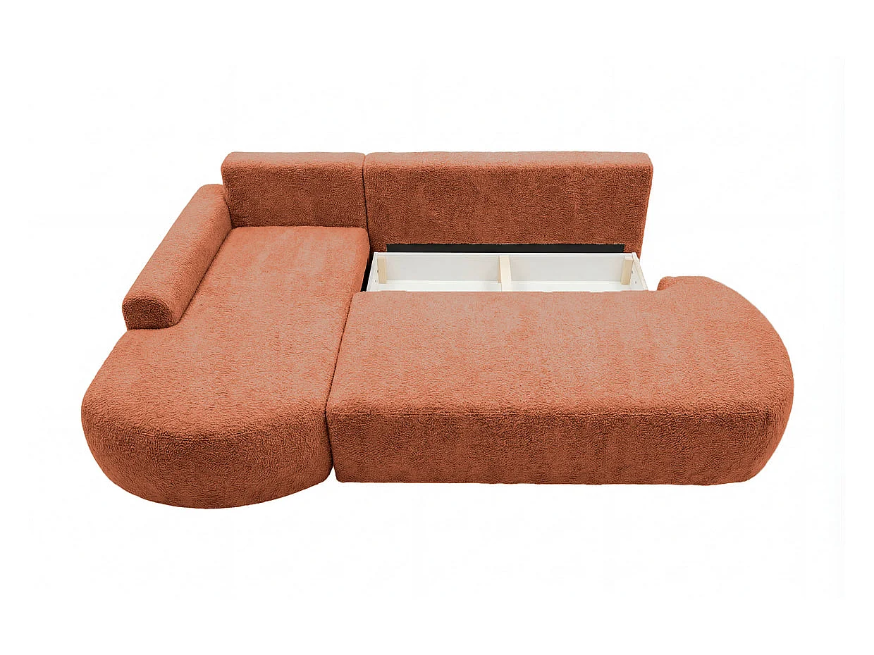 COLIN - 3-zits hoekbank van structuurstof - Terracotta