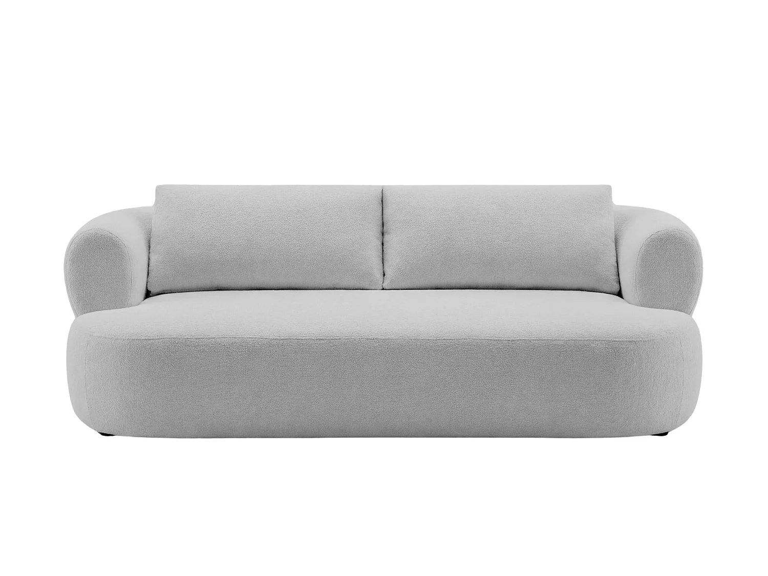 ELLY - Canapé droit tissu chenille 3 places Gris clair