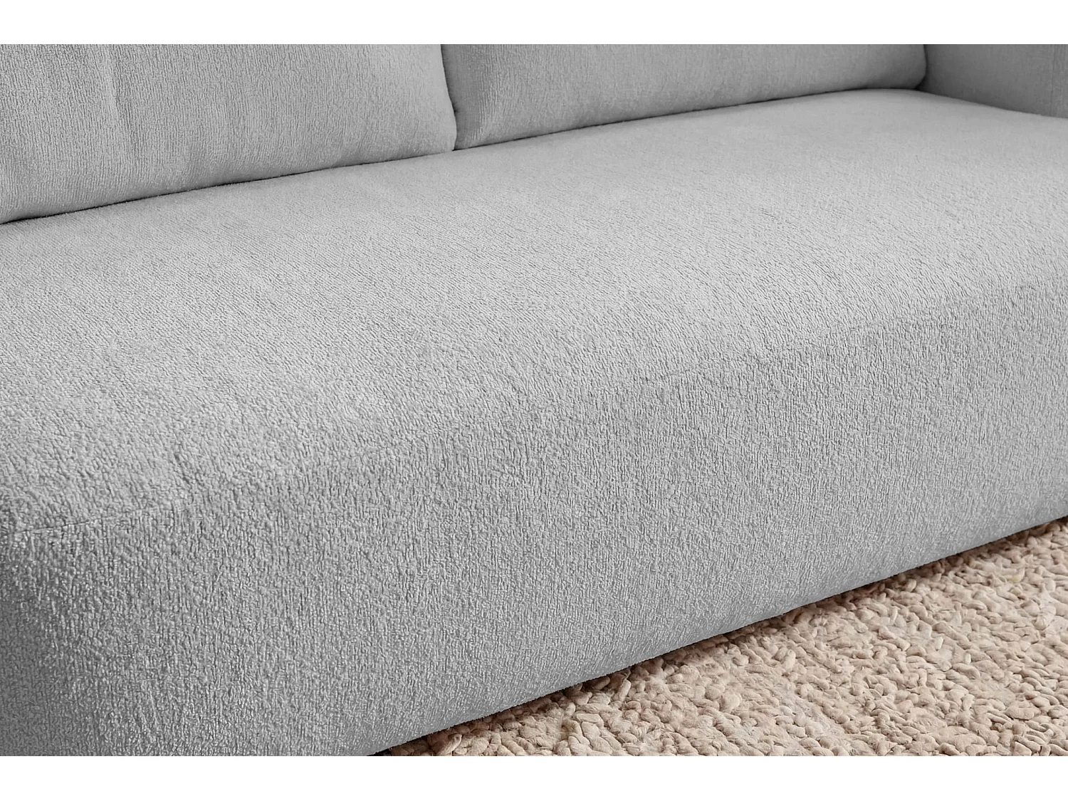 ELLY - Canapé droit tissu chenille 3 places Gris clair