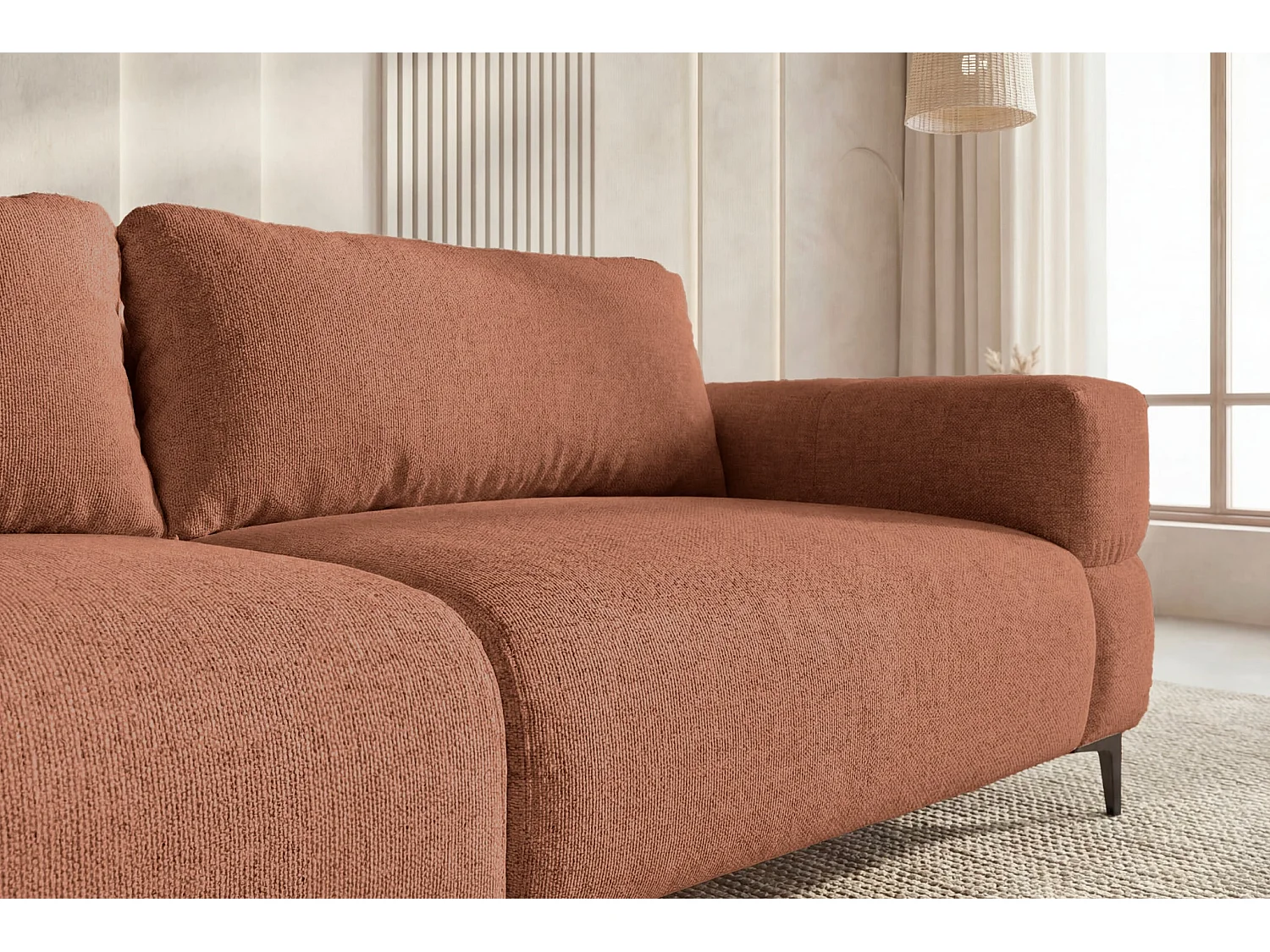 ELTON - Sofa 3-er Recht Stof - Terracotta
