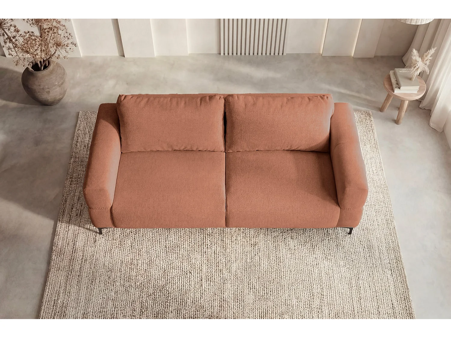 ELTON - Sofa 3-er Recht Stof - Terracotta