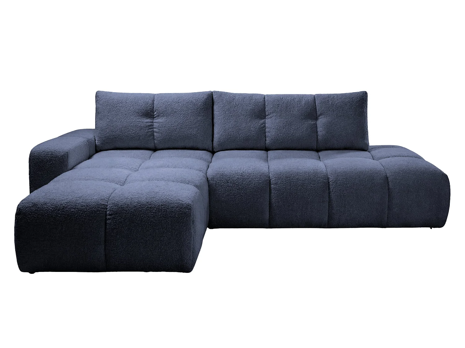 CONSTANCE - 4-zits hoekbank in chenille stof - Donkerblauw