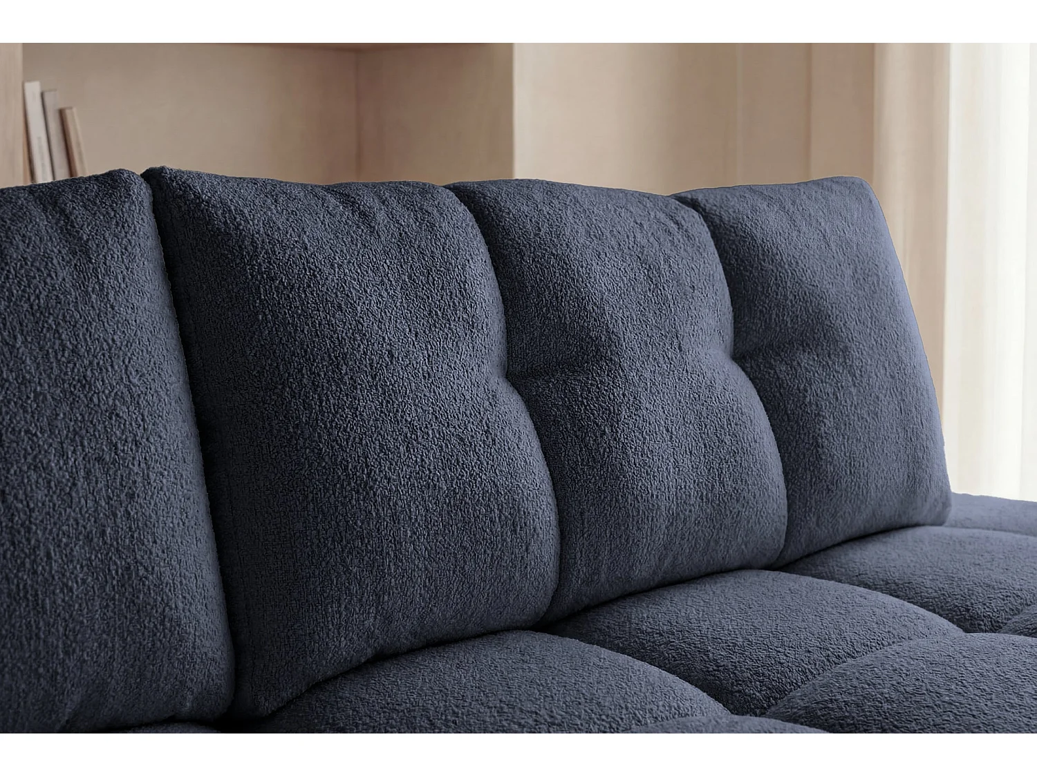 CONSTANCE - 4-zits hoekbank in chenille stof - Donkerblauw
