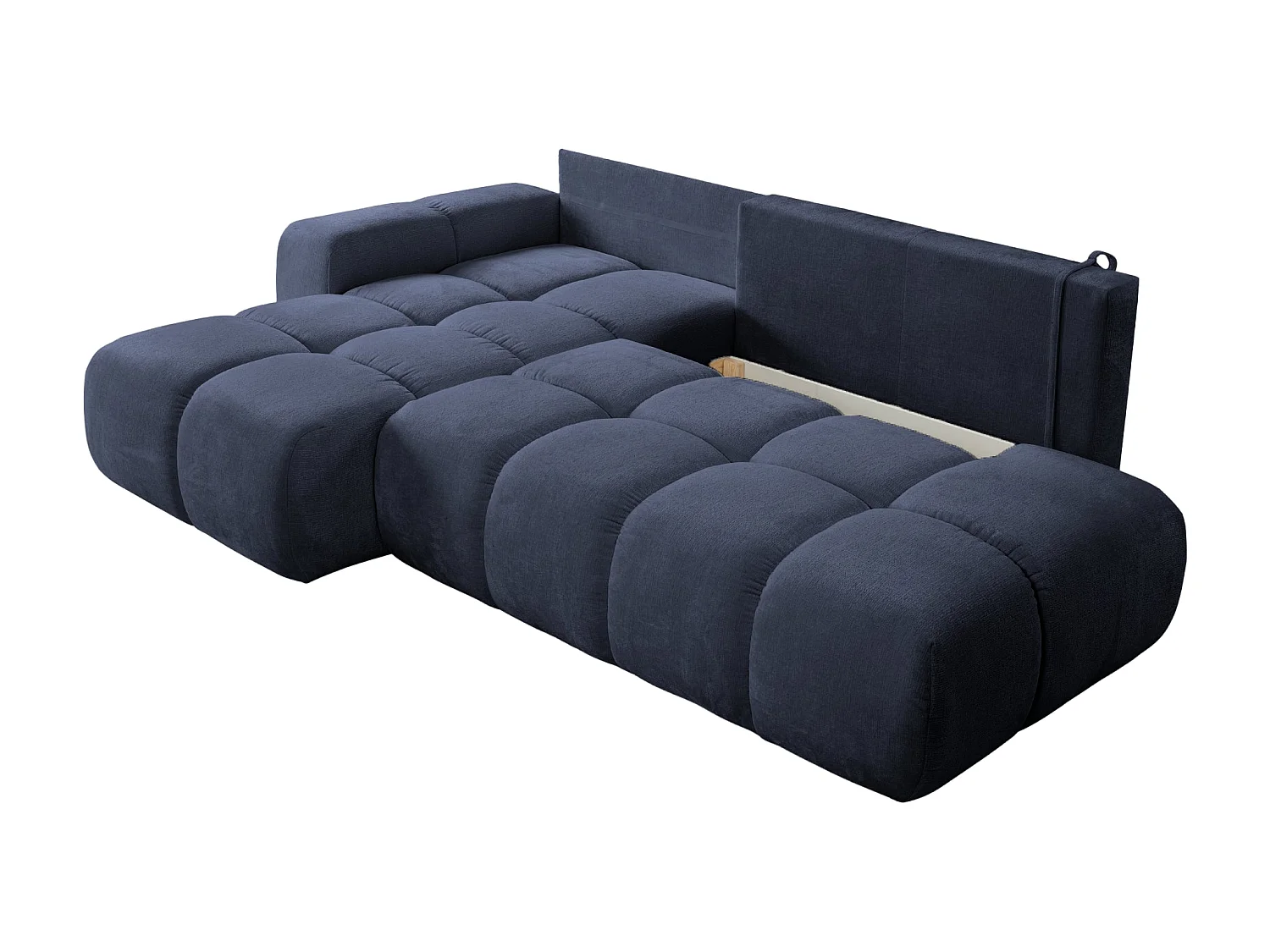 CONSTANCE - 4-zits hoekbank in chenille stof - Donkerblauw