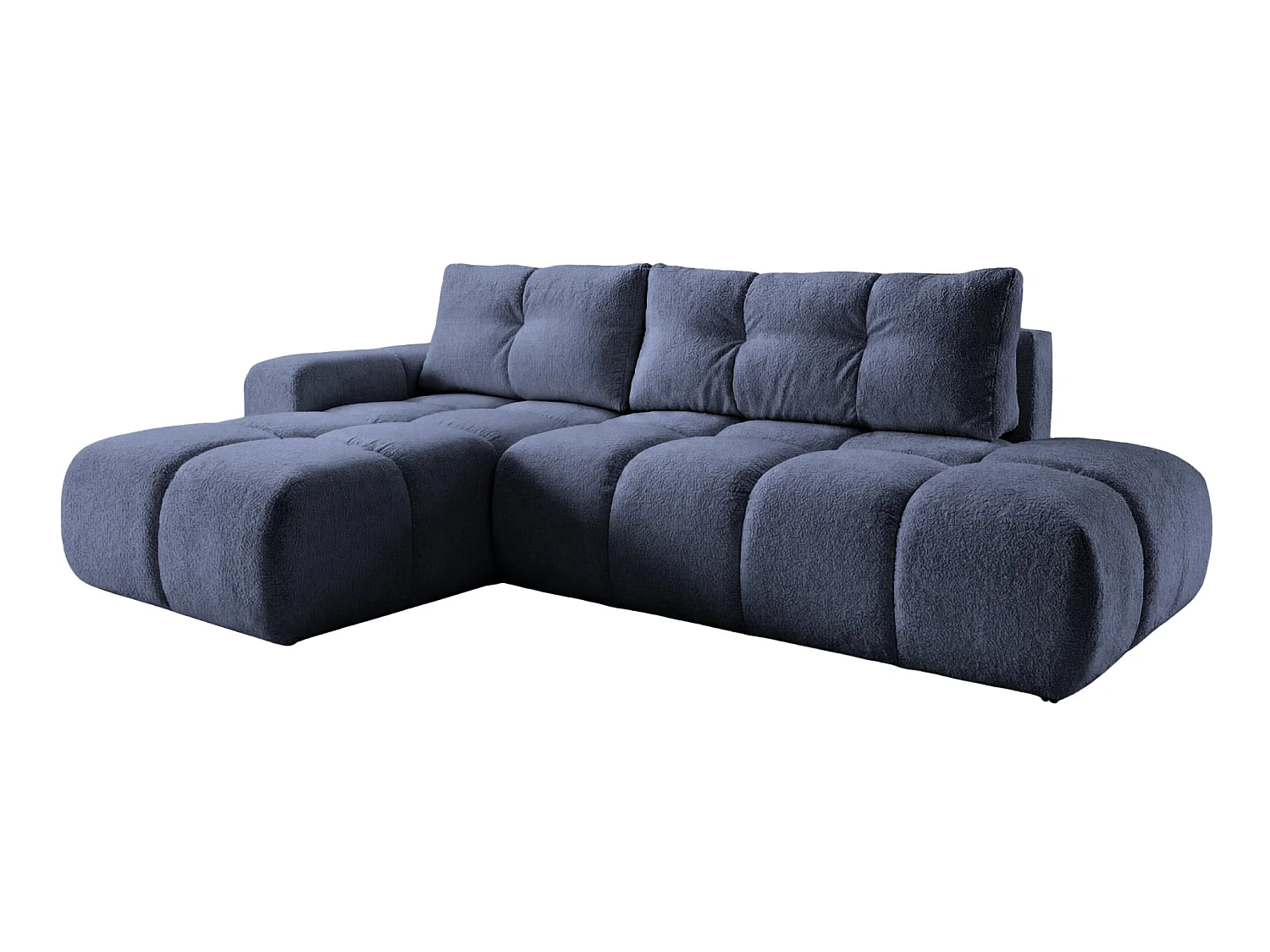 CONSTANCE - 4-zits hoekbank in chenille stof - Donkerblauw