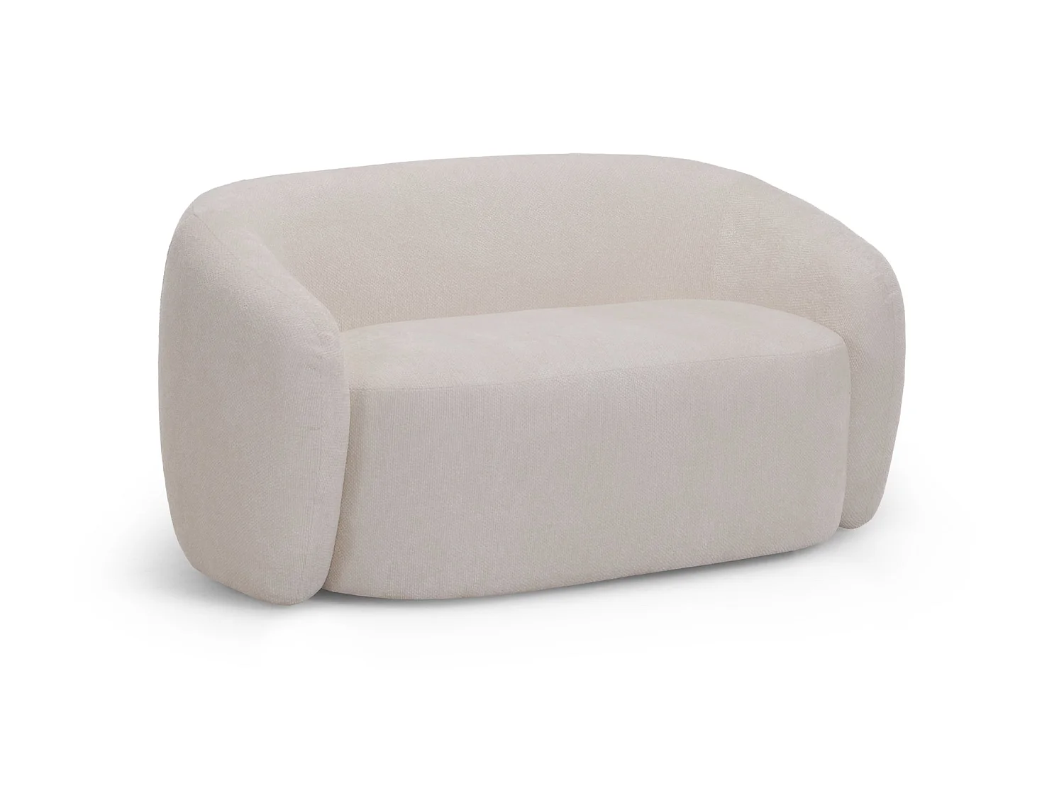 AURELIE - Pack Canapé droit 2 places + fauteuil + pouf tissu Beige
