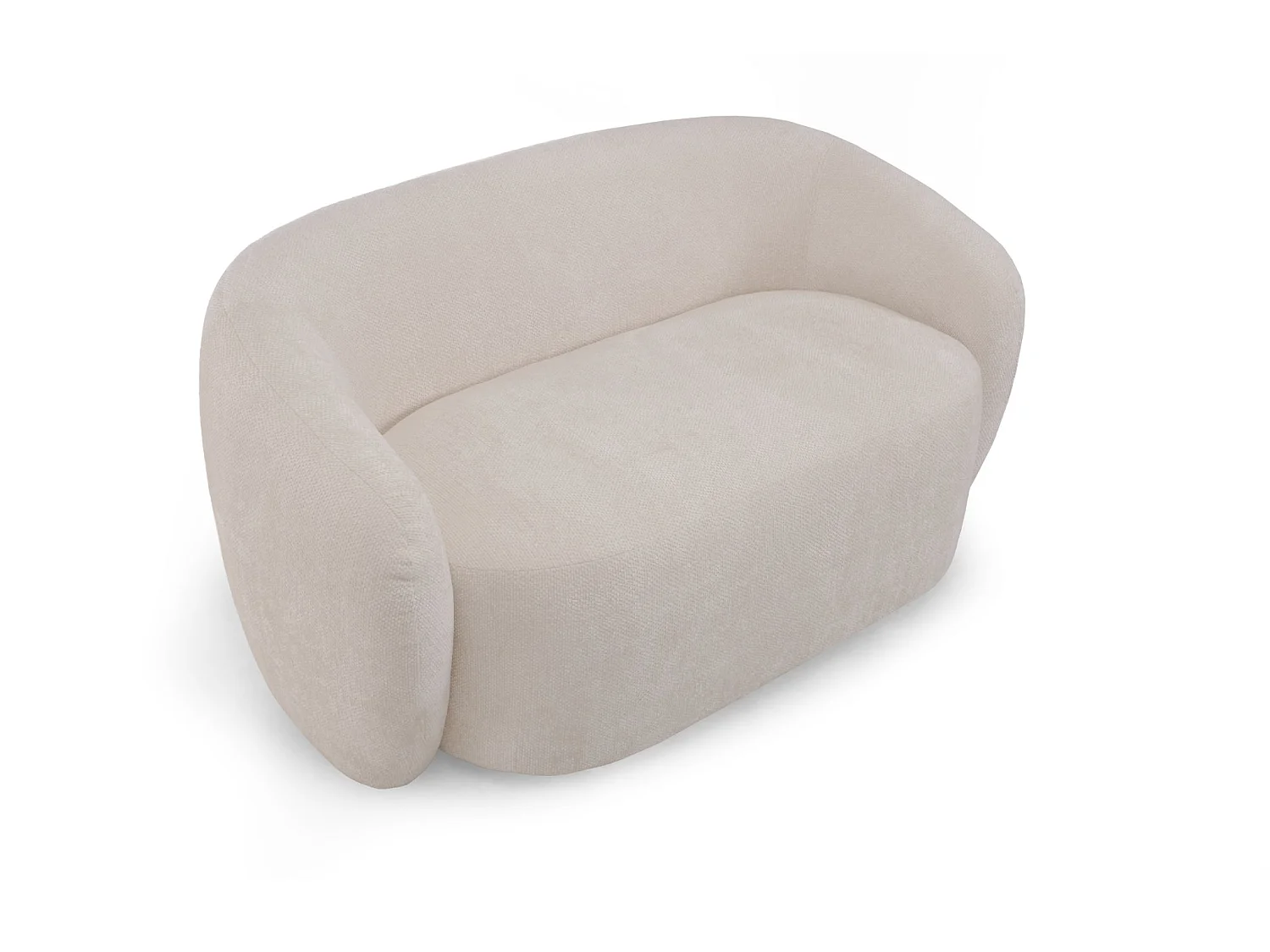 AURELIE - Pack Canapé droit 2 places + fauteuil + pouf tissu Beige