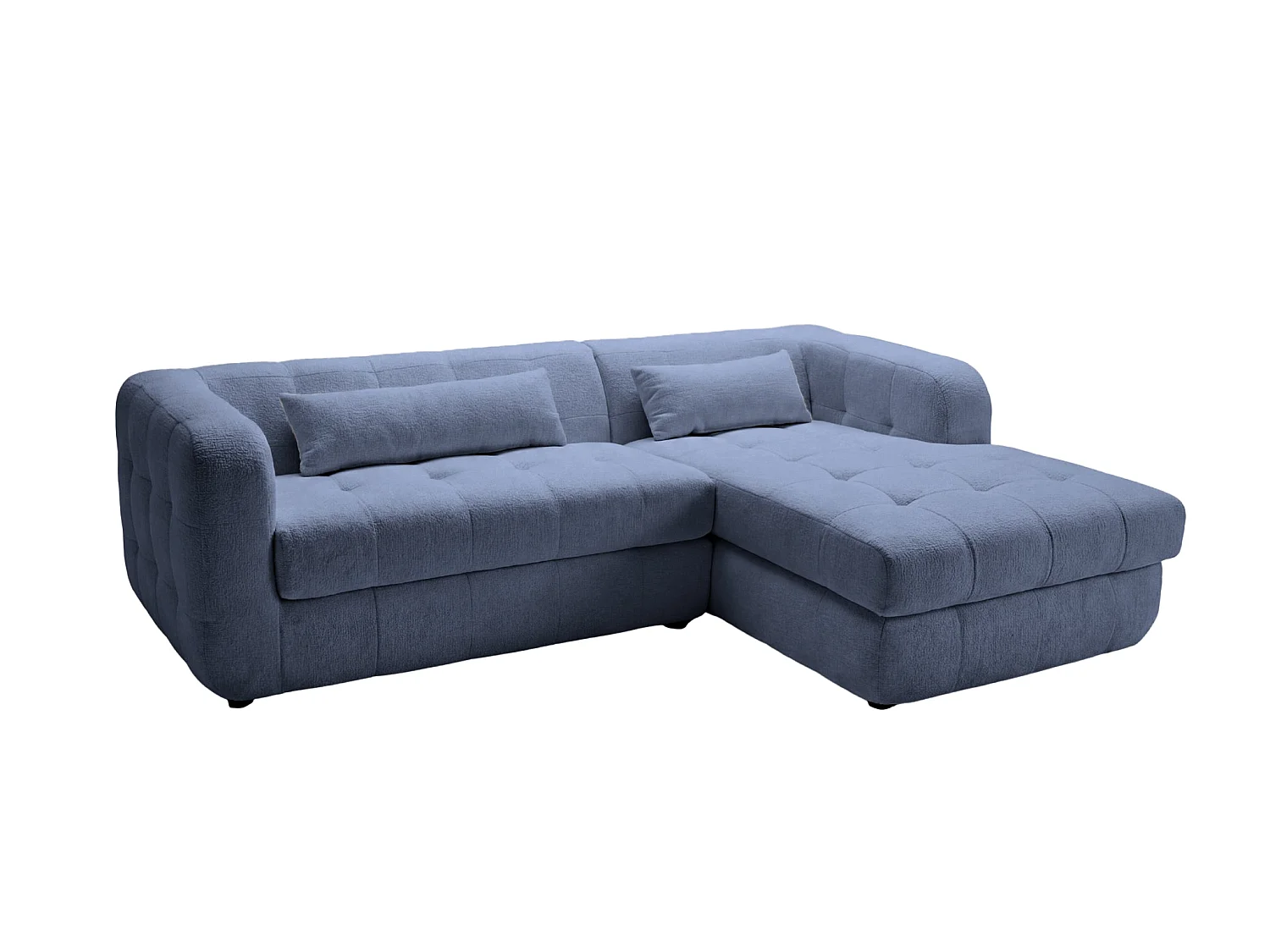 ARLETTE - 4-zits hoekbank in chenille stof, rechts - Blauw