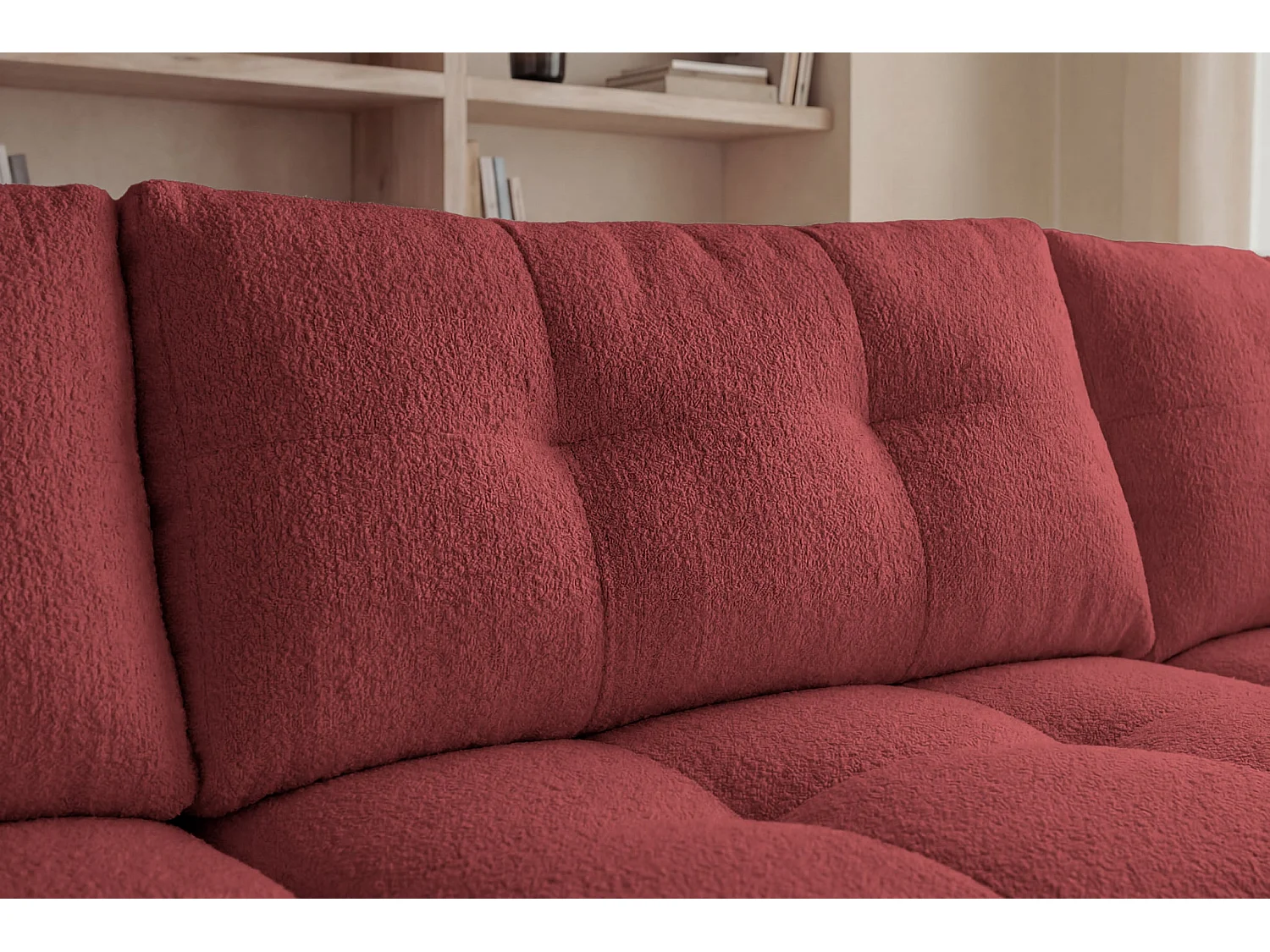 CONSTANCE - 5-zits panoramische slaapbank in chenille stof - Rood