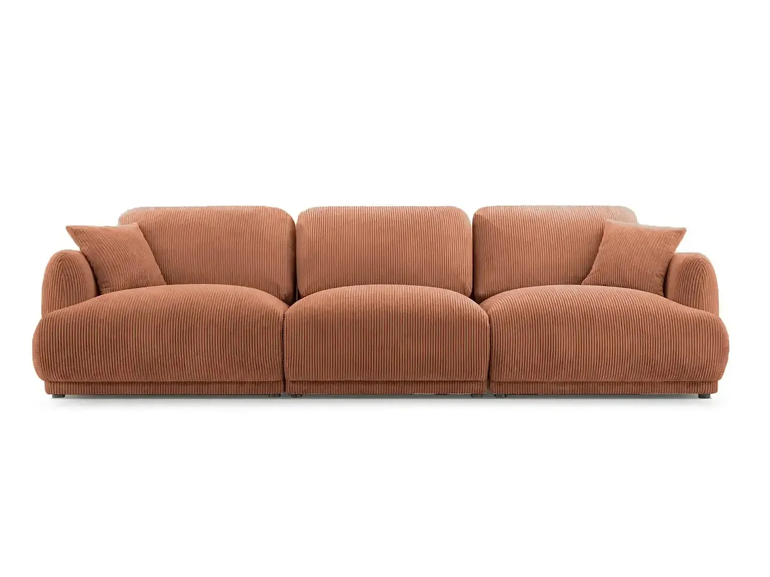 ROSALIE - 3-zits rechte kleine corduroy bank - Terracotta