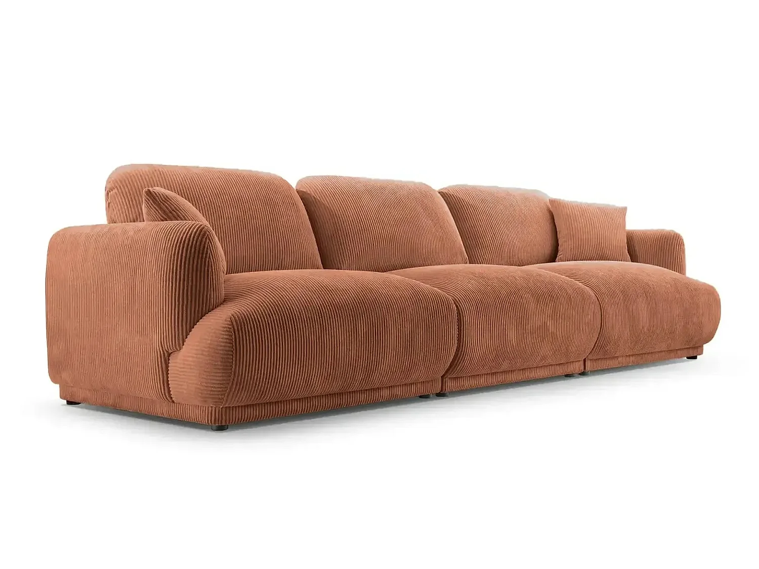 ROSALIE - 3-zits rechte kleine corduroy bank - Terracotta