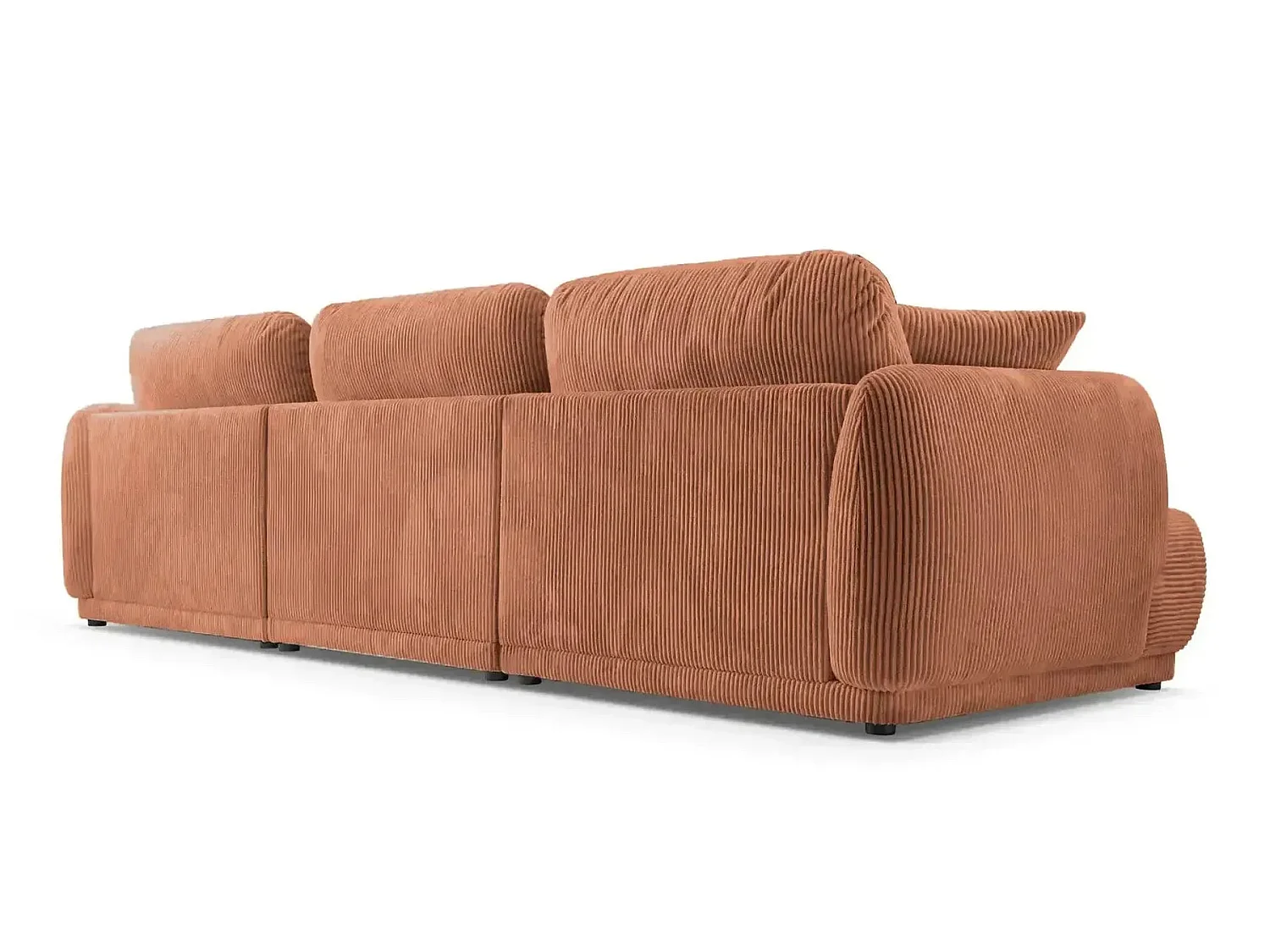 ROSALIE - 3-zits rechte kleine corduroy bank - Terracotta