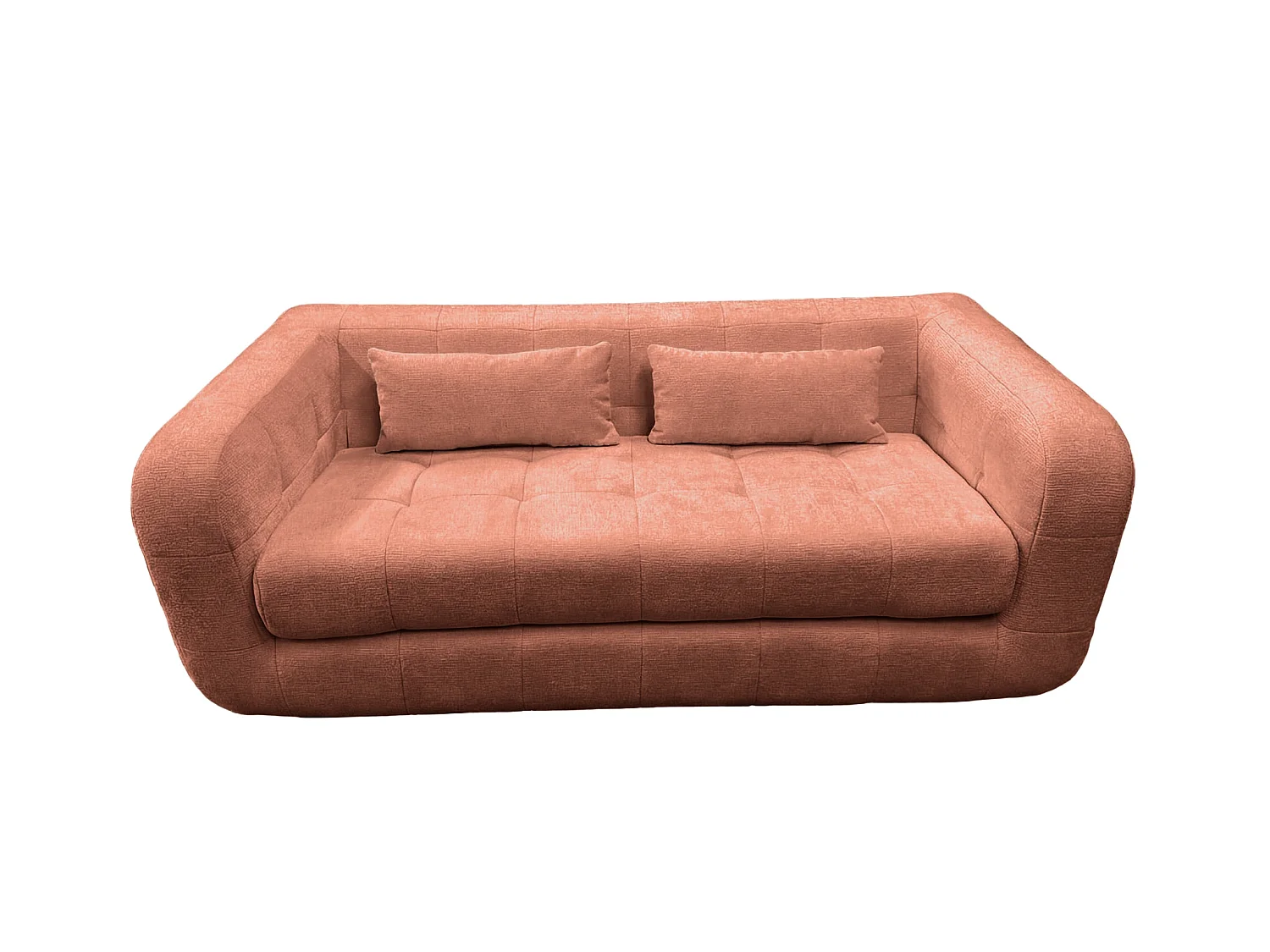 ARLETTE - 3-zits rechte bank in chenille stof - Terracotta