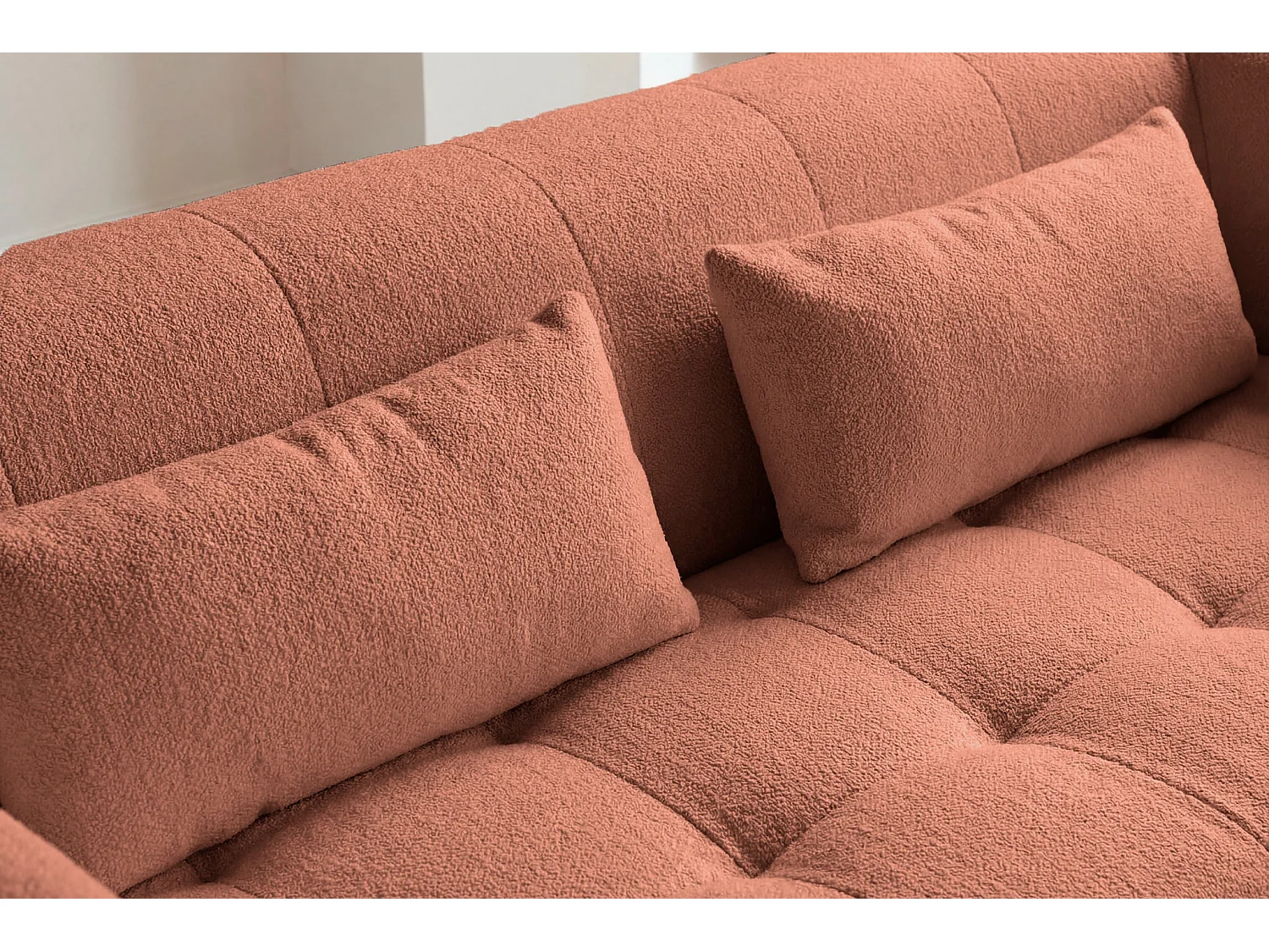 ARLETTE - 3-zits rechte bank in chenille stof - Terracotta