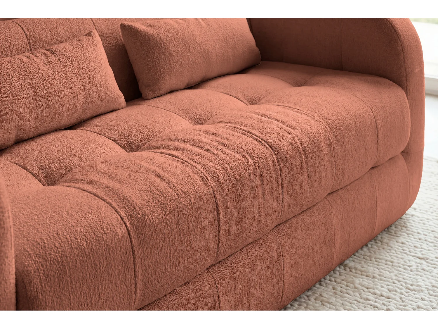 ARLETTE - 3-zits rechte bank in chenille stof - Terracotta