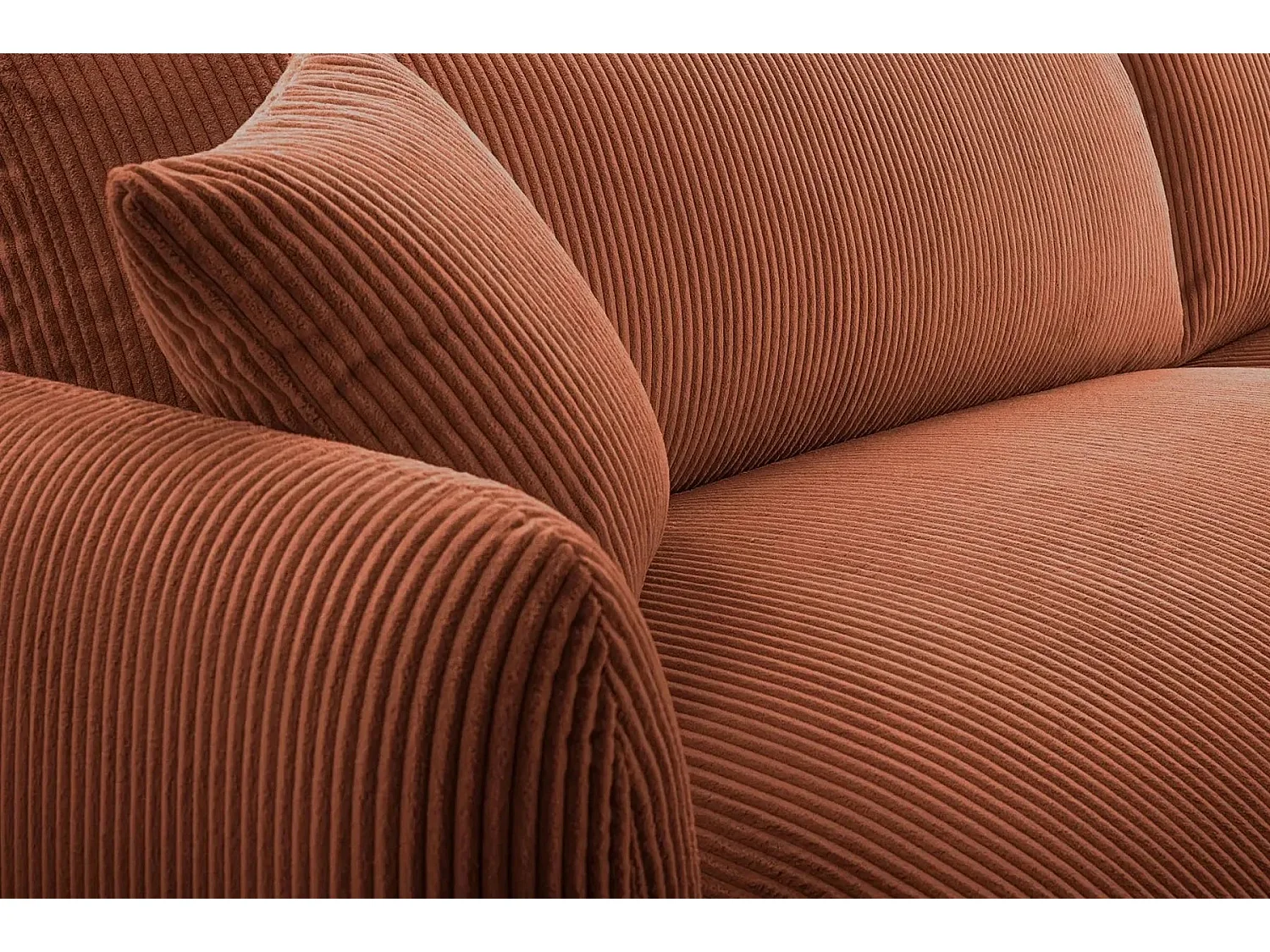 ROSALIE - 3-zits kleine corduroy hoekbank - Recht - Terracotta