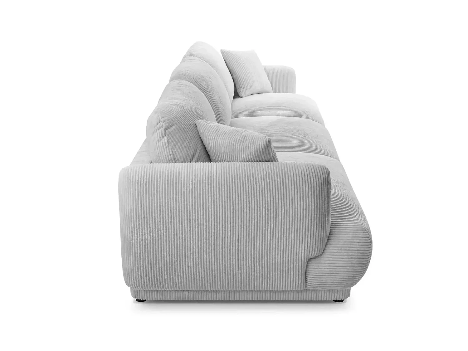 ROSALIE - Canapé droit velours côtelé 3 places Gris clair