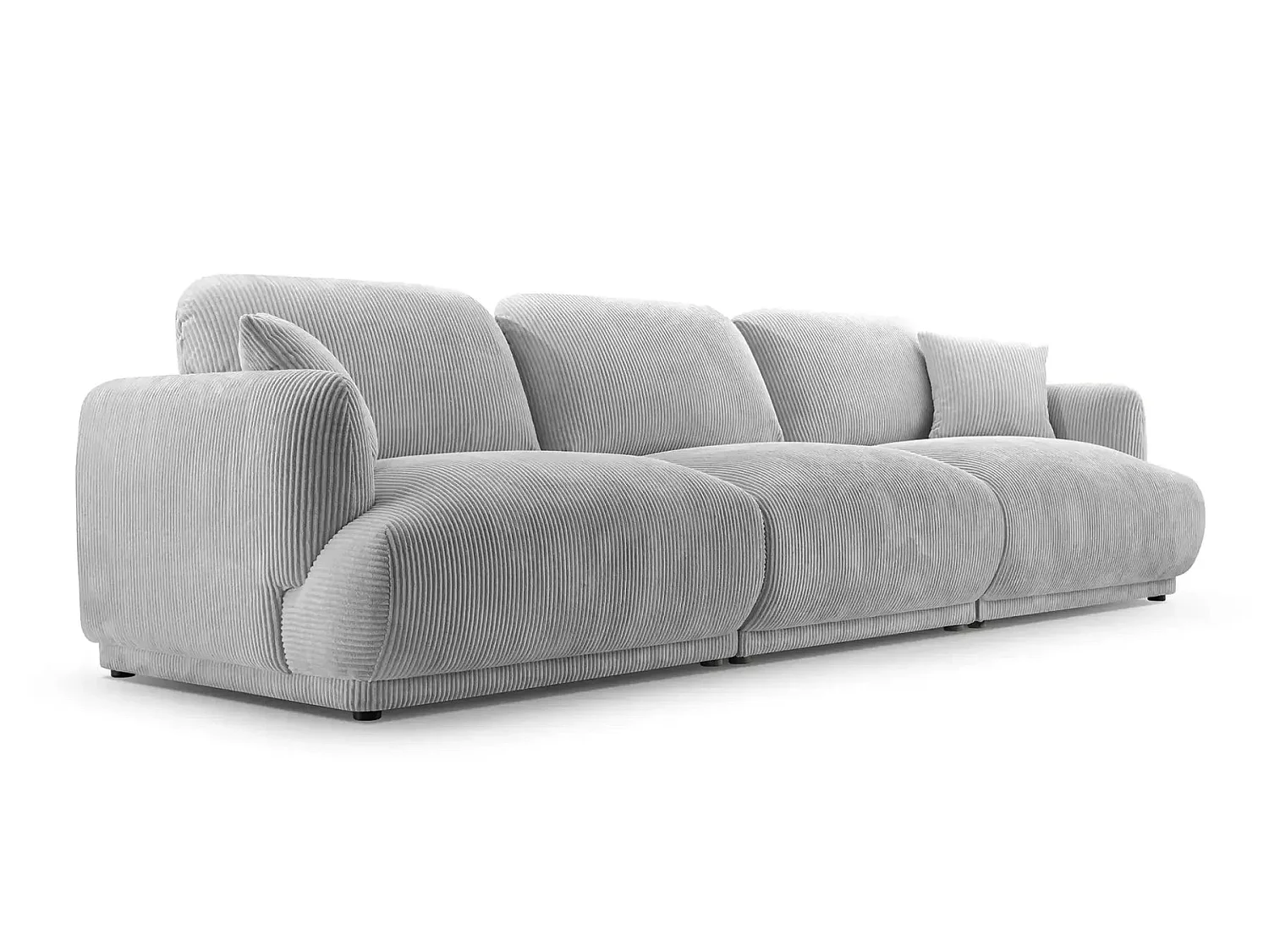ROSALIE - Canapé droit velours côtelé 3 places Gris clair