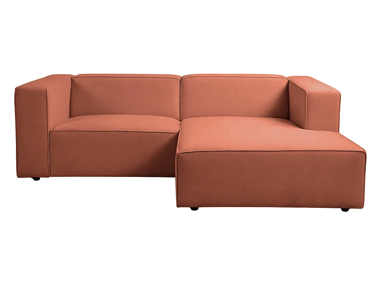 BASIL - 4 zits stoffen hoekbank links - Terracotta