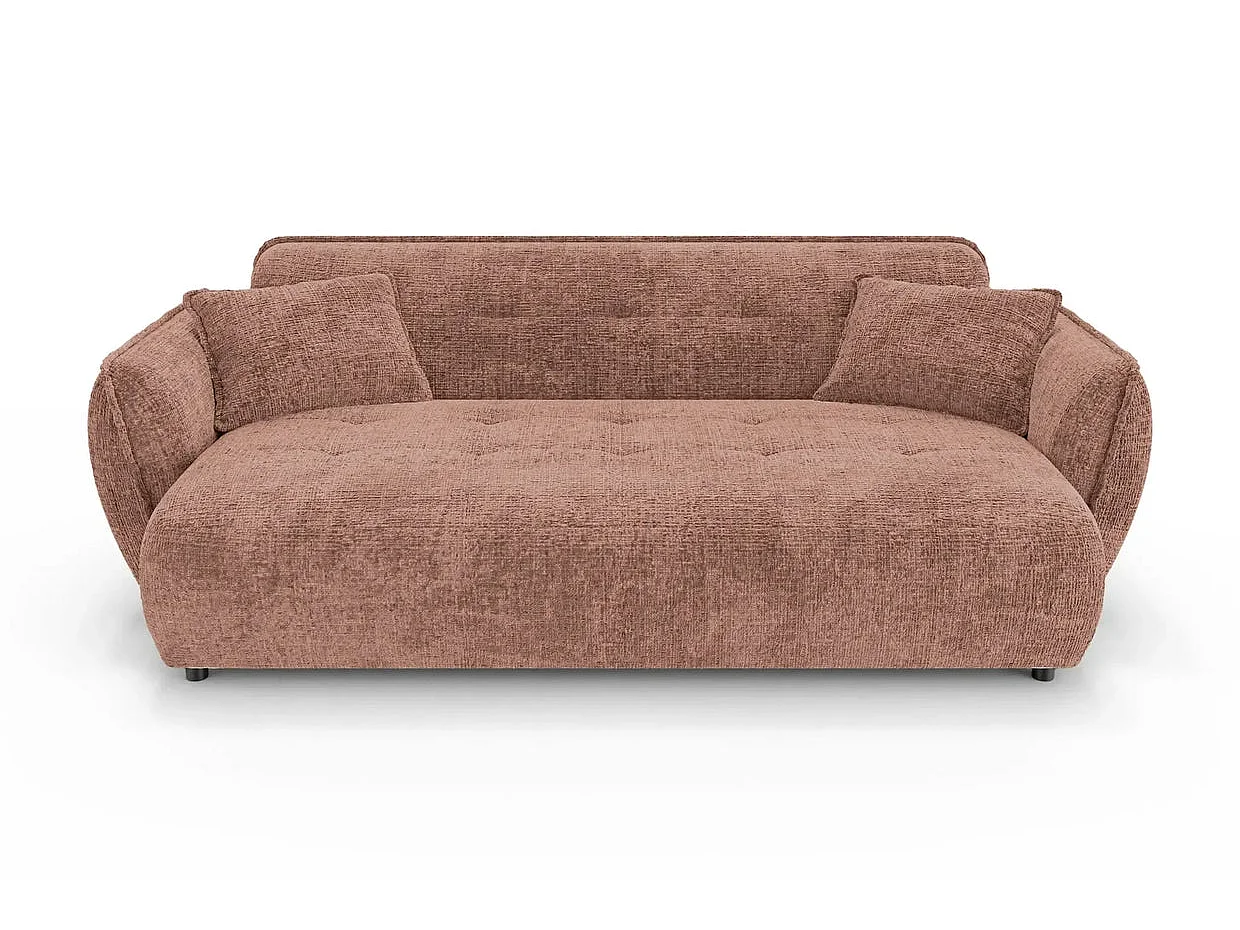 MONA - 3-zits rechte bank in chenille stof - Terracotta