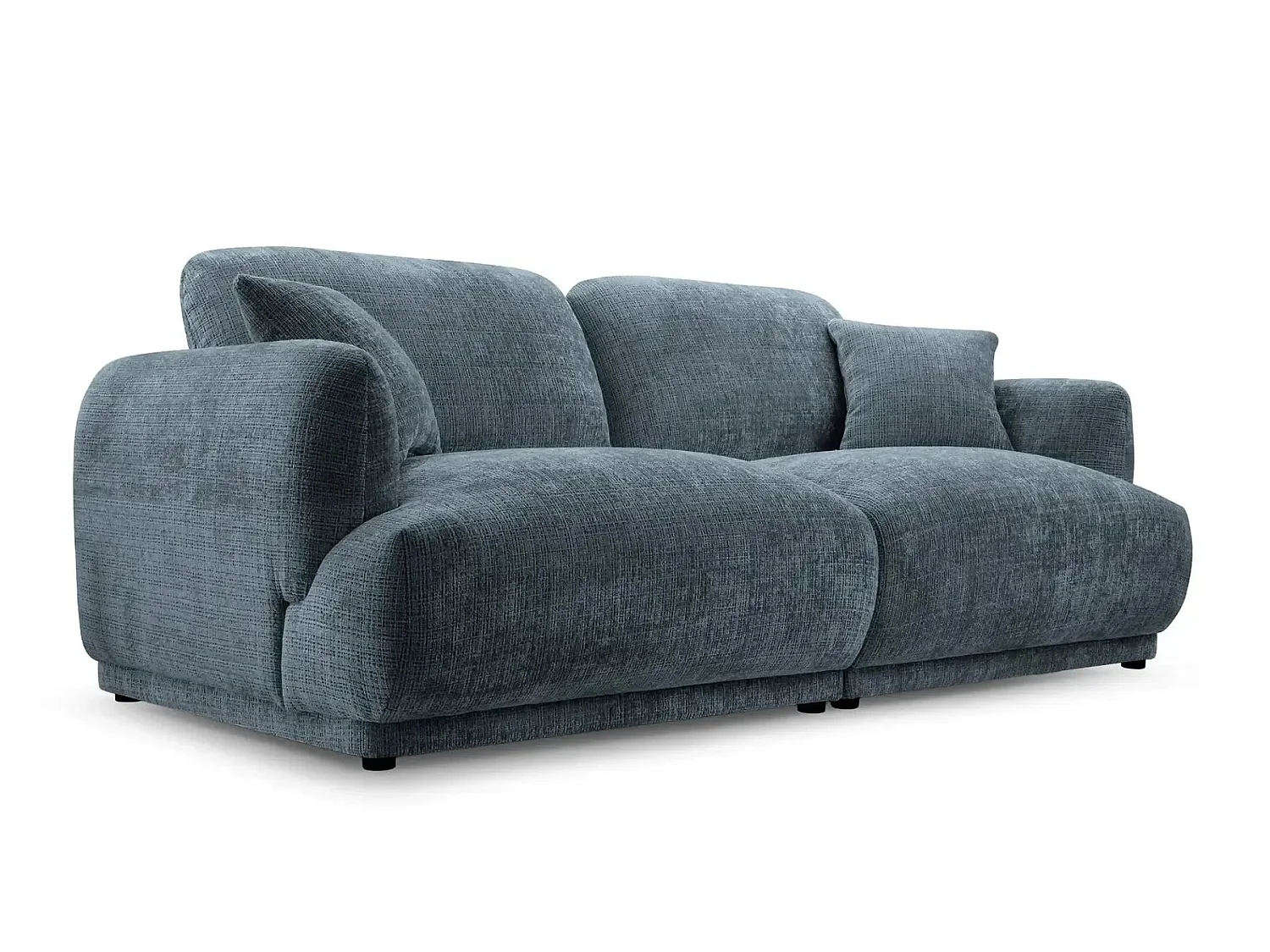 ROSALIE - 2-zits rechte bank in chenille stof - Blauw