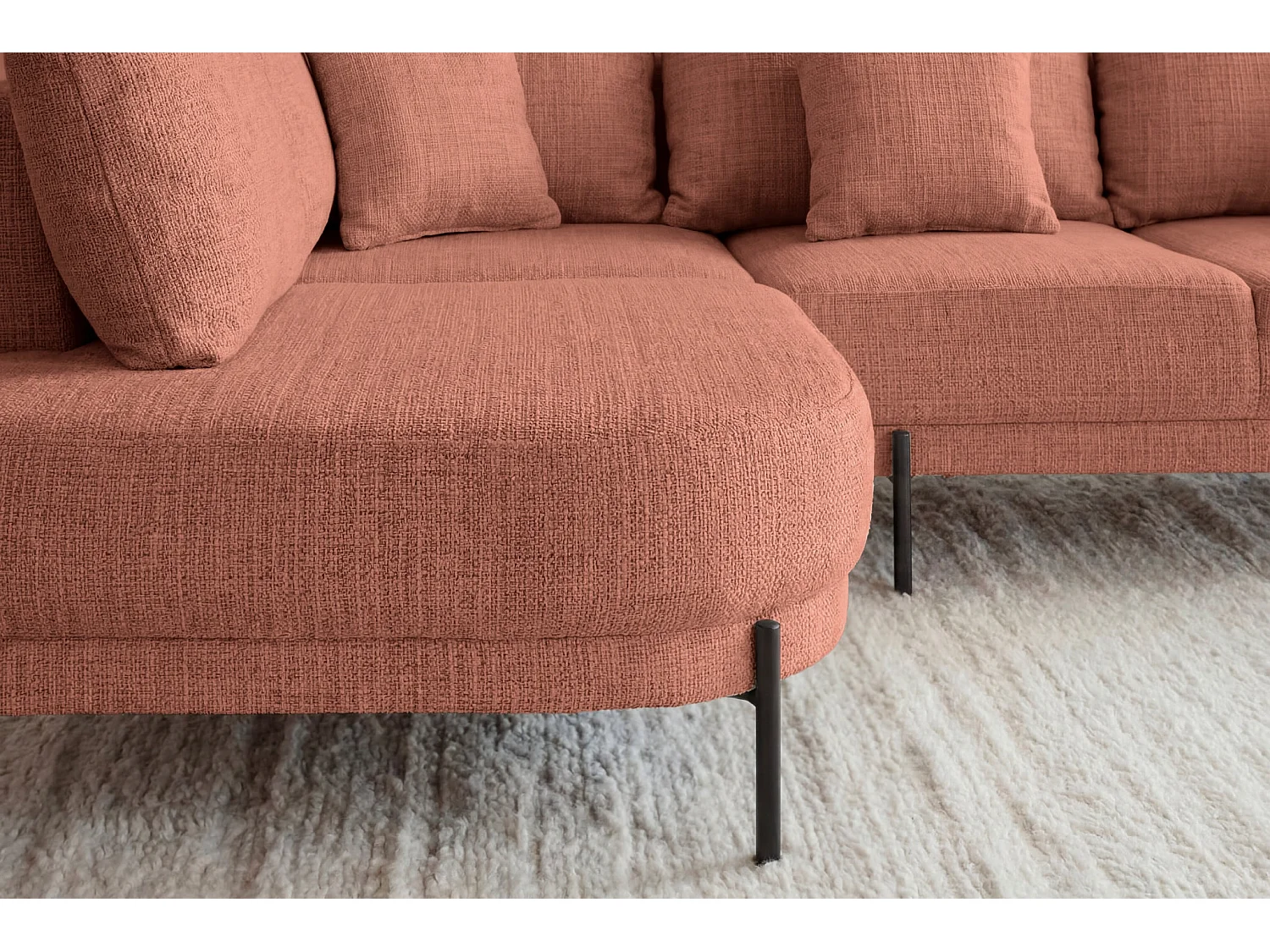 BIANCA - Chenille stoffen hoekbank 4 zits links - Terracotta