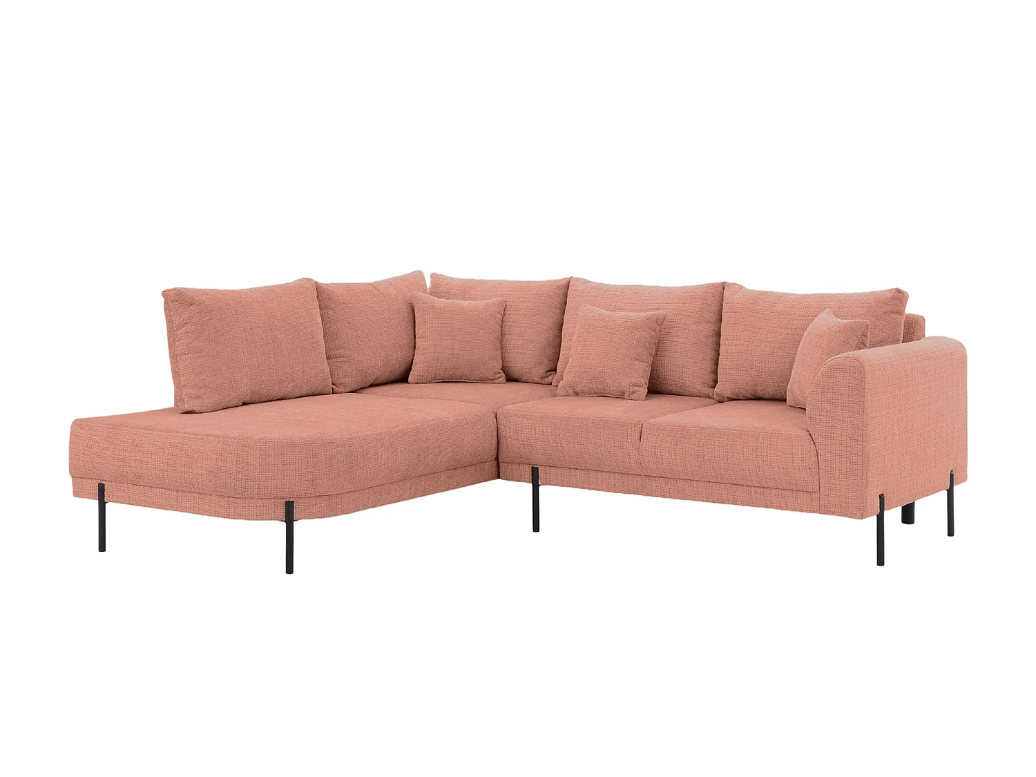 BIANCA - Chenille stoffen hoekbank 4 zits links - Terracotta