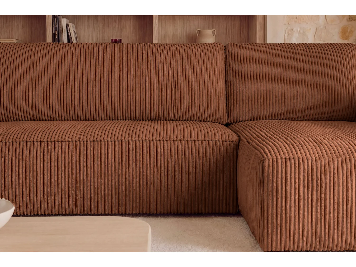 MAURIE - Panoramabank klein ribfluweel 5 zits - Terracotta