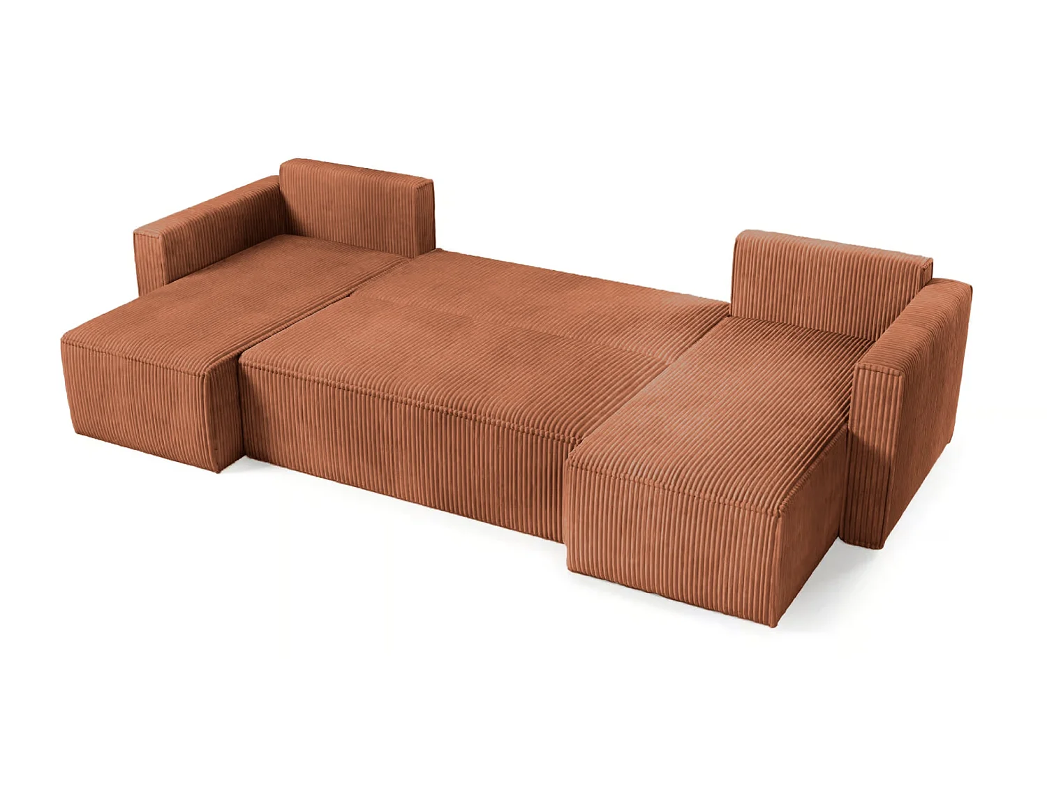 MAURIE - Panoramabank klein ribfluweel 5 zits - Terracotta